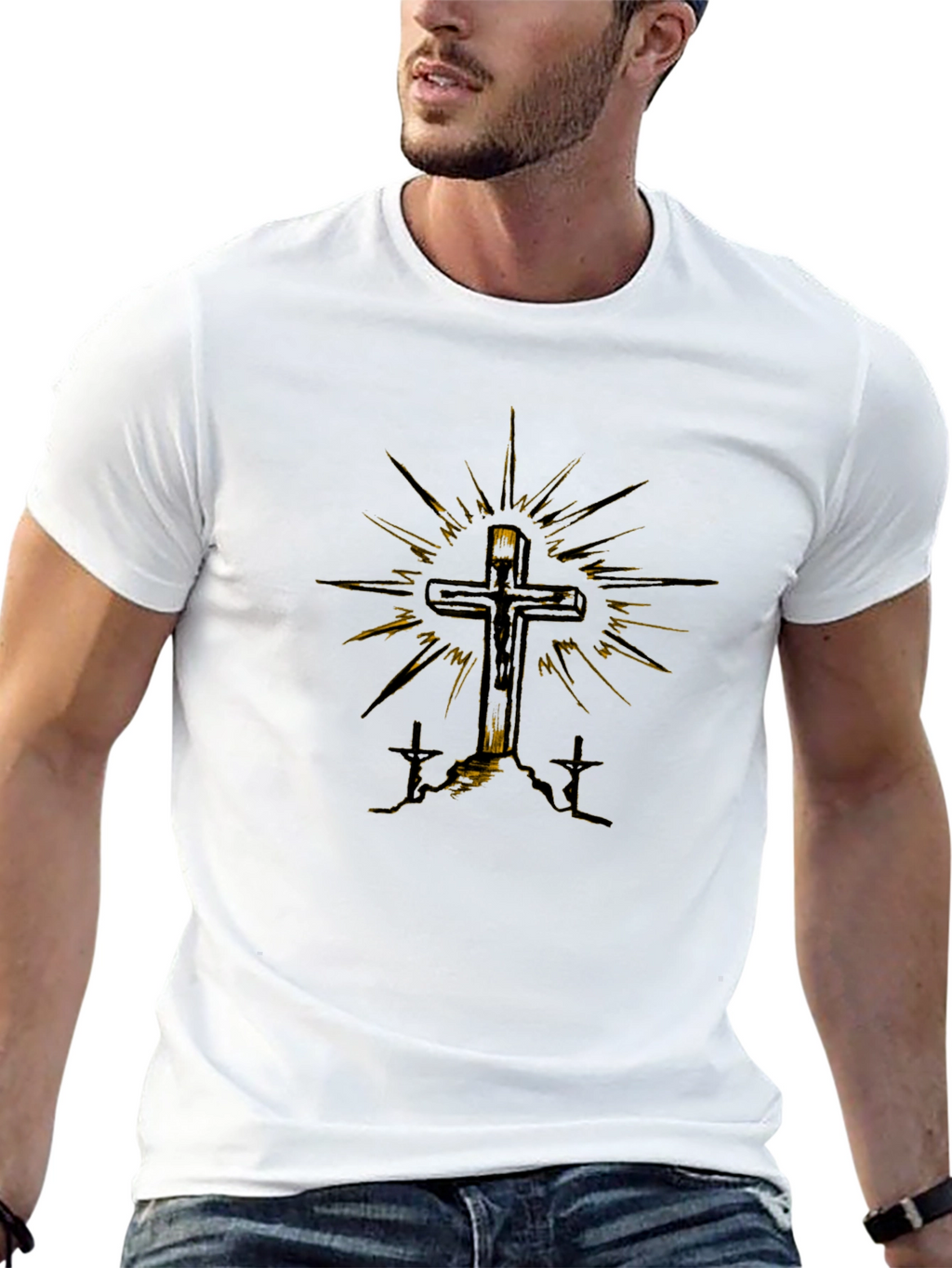 Cross Graphic Tee - Religious Design T-Shirt