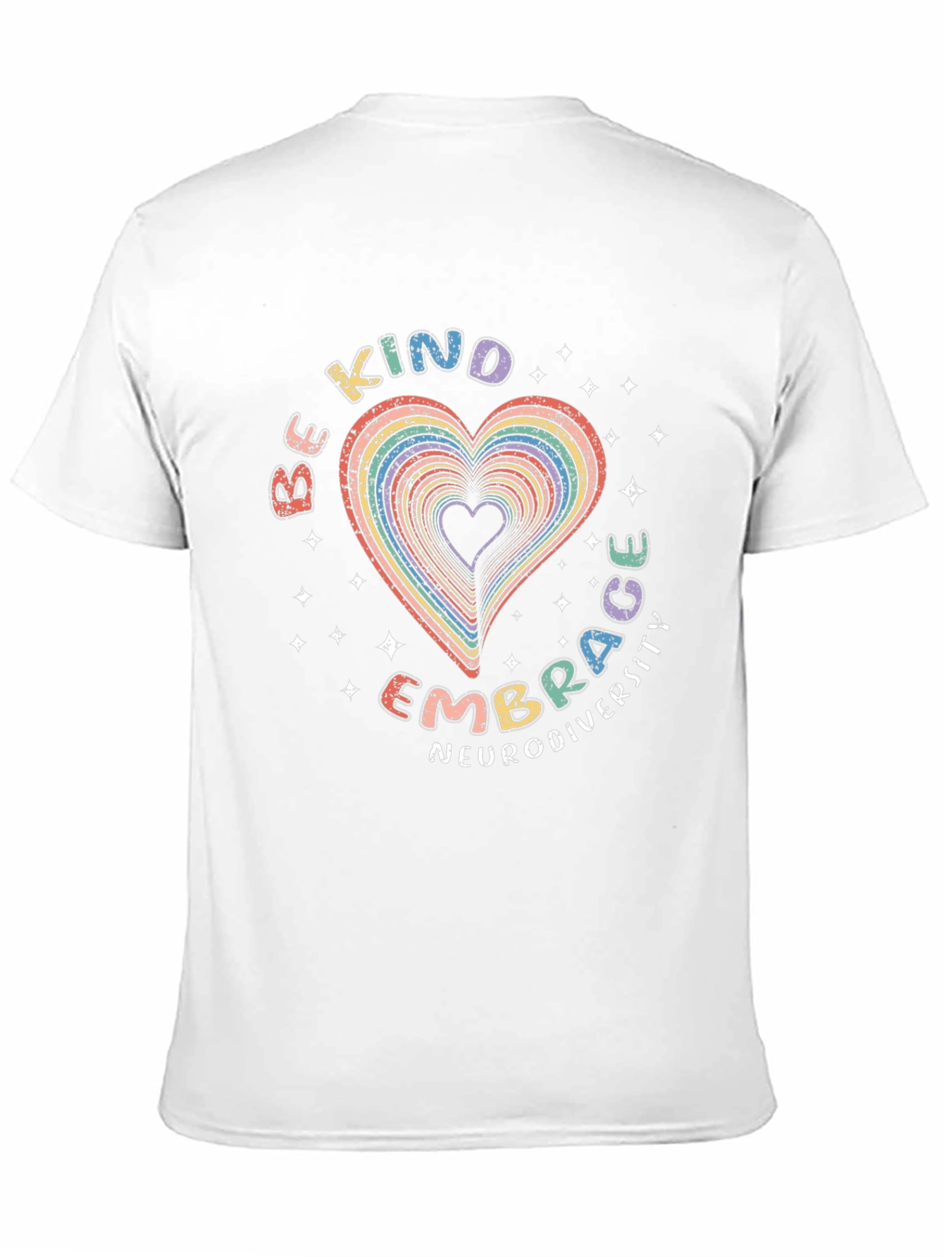 Be Kind Embrace Neurodiversity Rainbow Heart T-Shirt