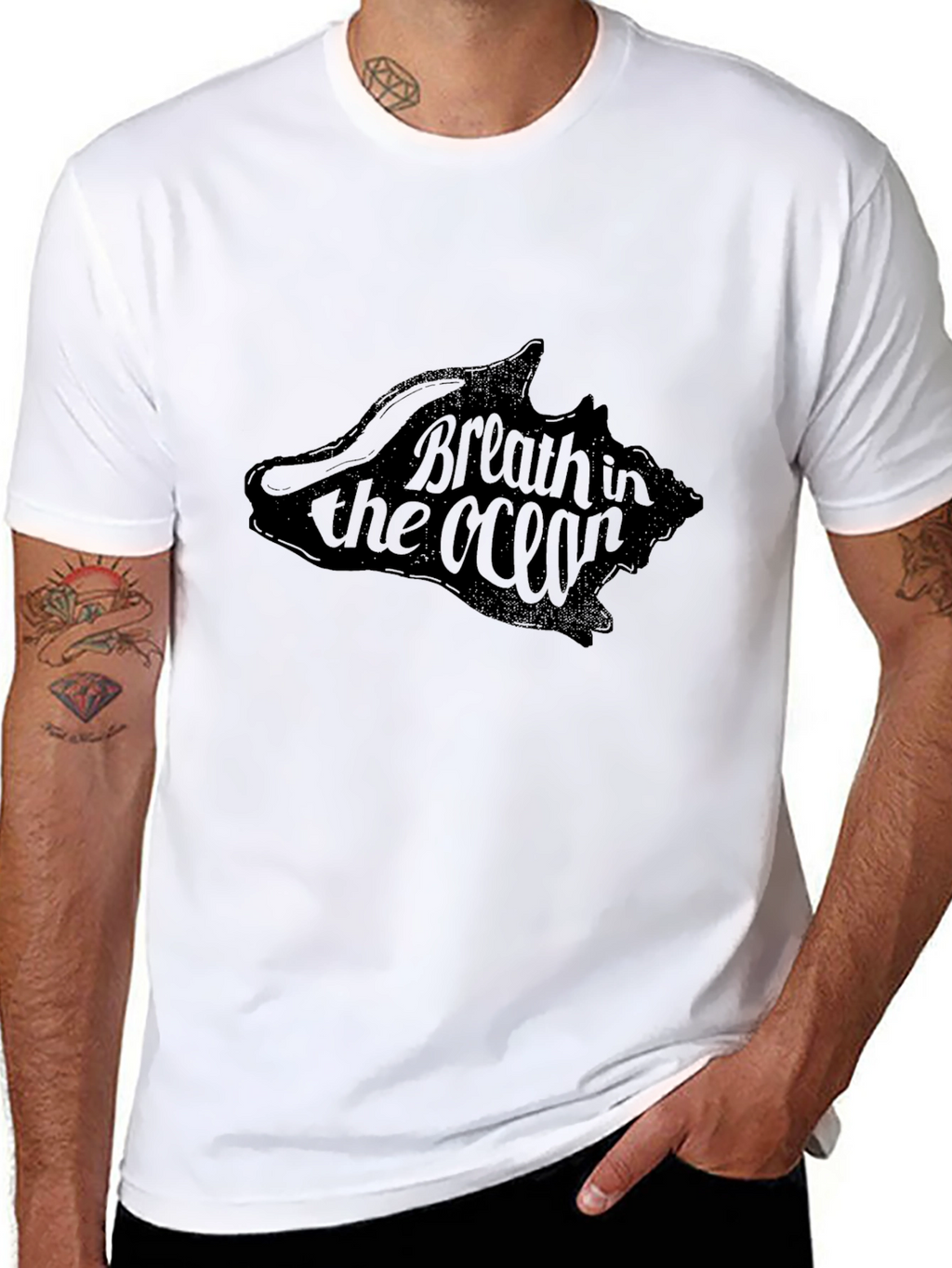 Breath in the Ocean Graphic Tee - Black