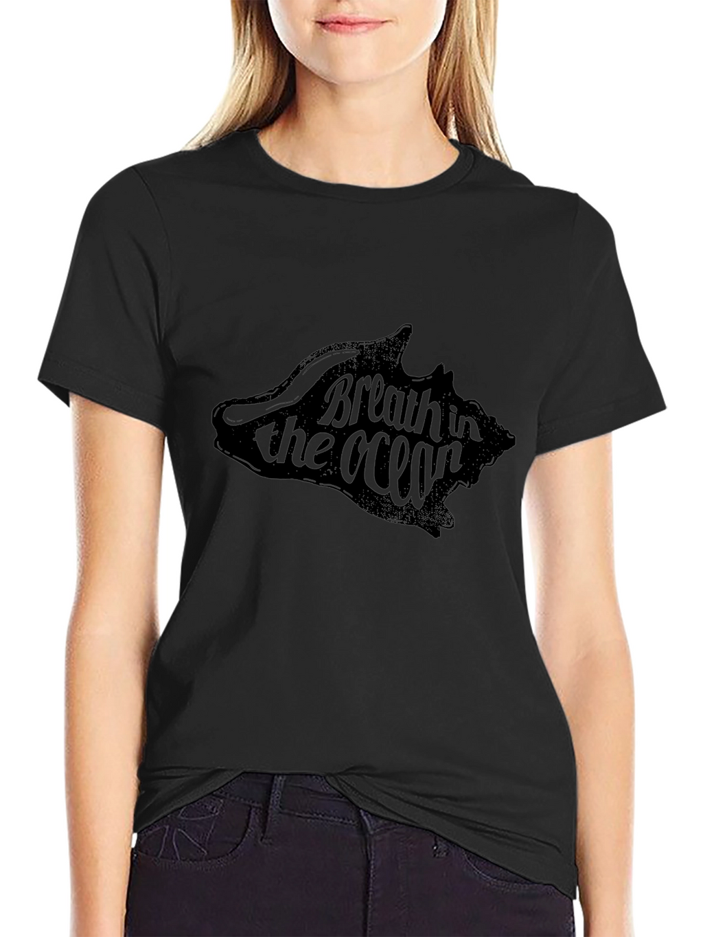 Breath in the Ocean Graphic Tee - Black