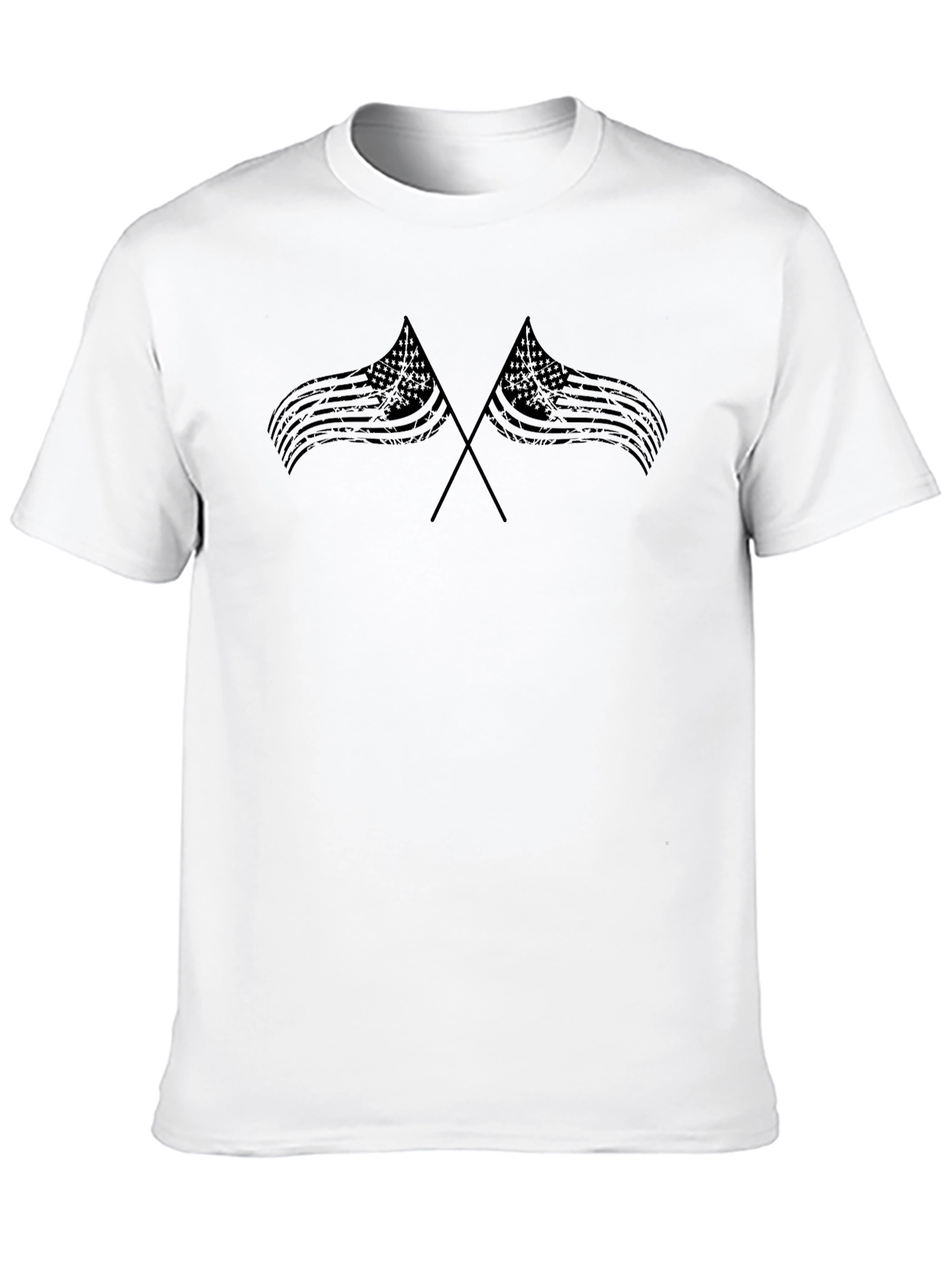 Distressed American Flag Graphic Tee - Black