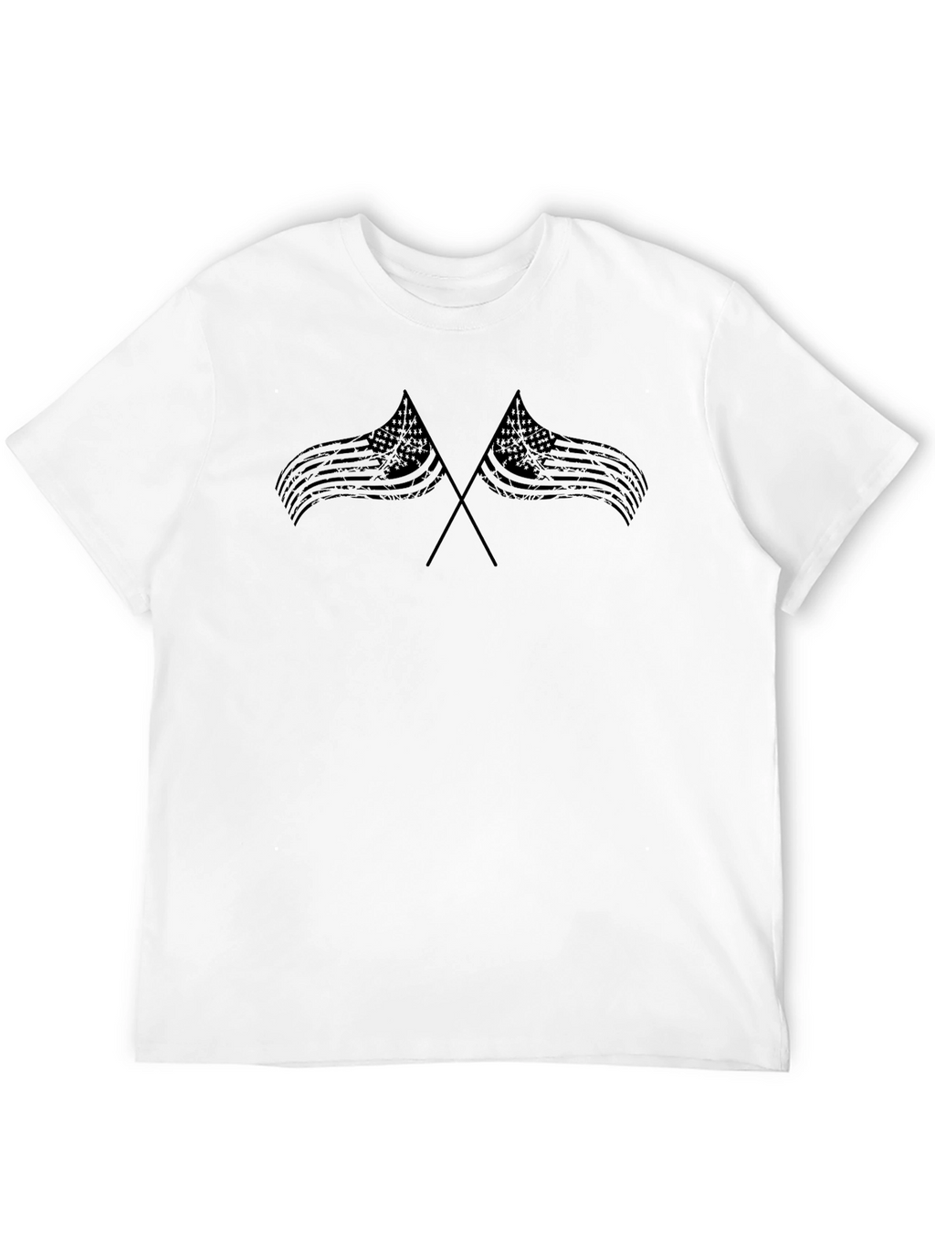 Distressed American Flag Graphic Tee - Black
