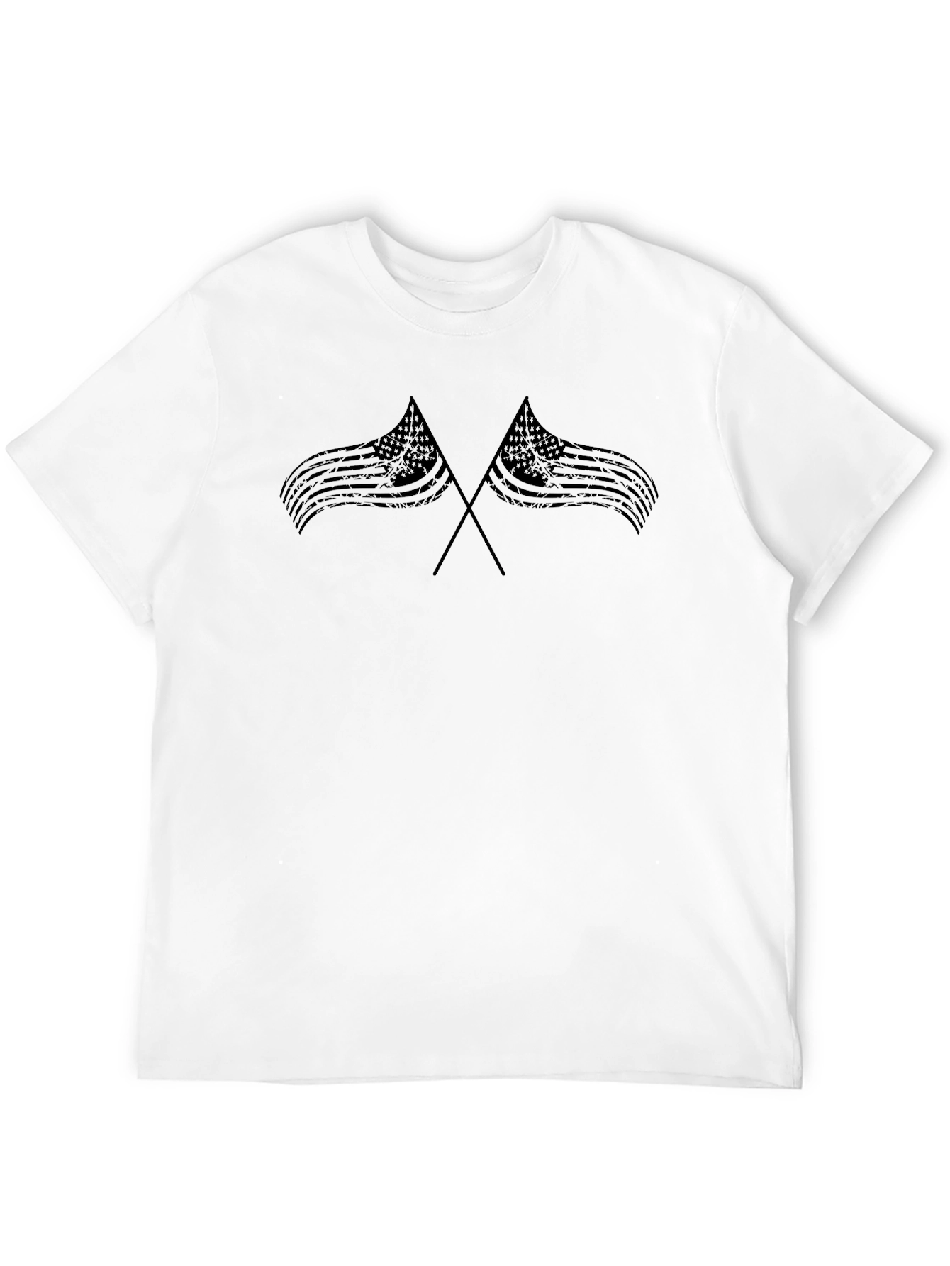 Distressed American Flag Graphic Tee - Black
