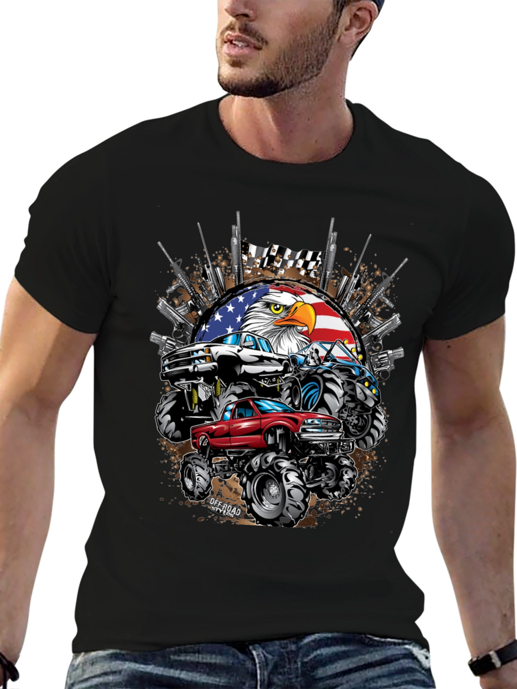 Patriotic Monster Truck Graphic Tee - American Pride