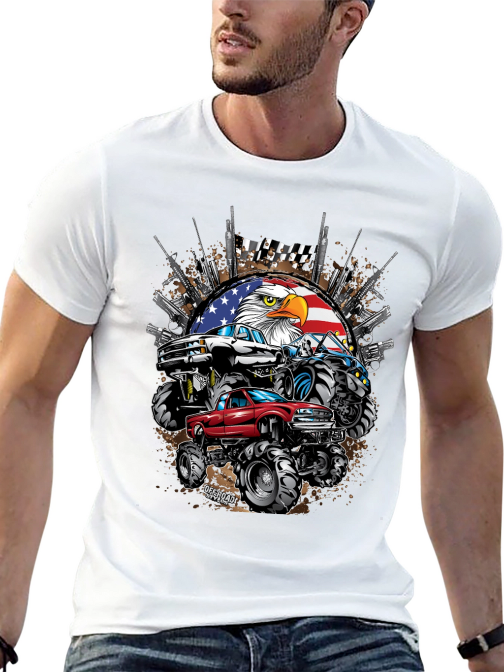 Patriotic Monster Truck Graphic Tee - American Pride