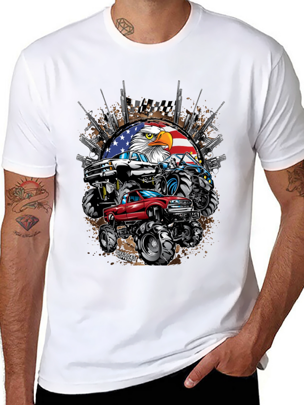 Patriotic Monster Truck Graphic Tee - American Pride