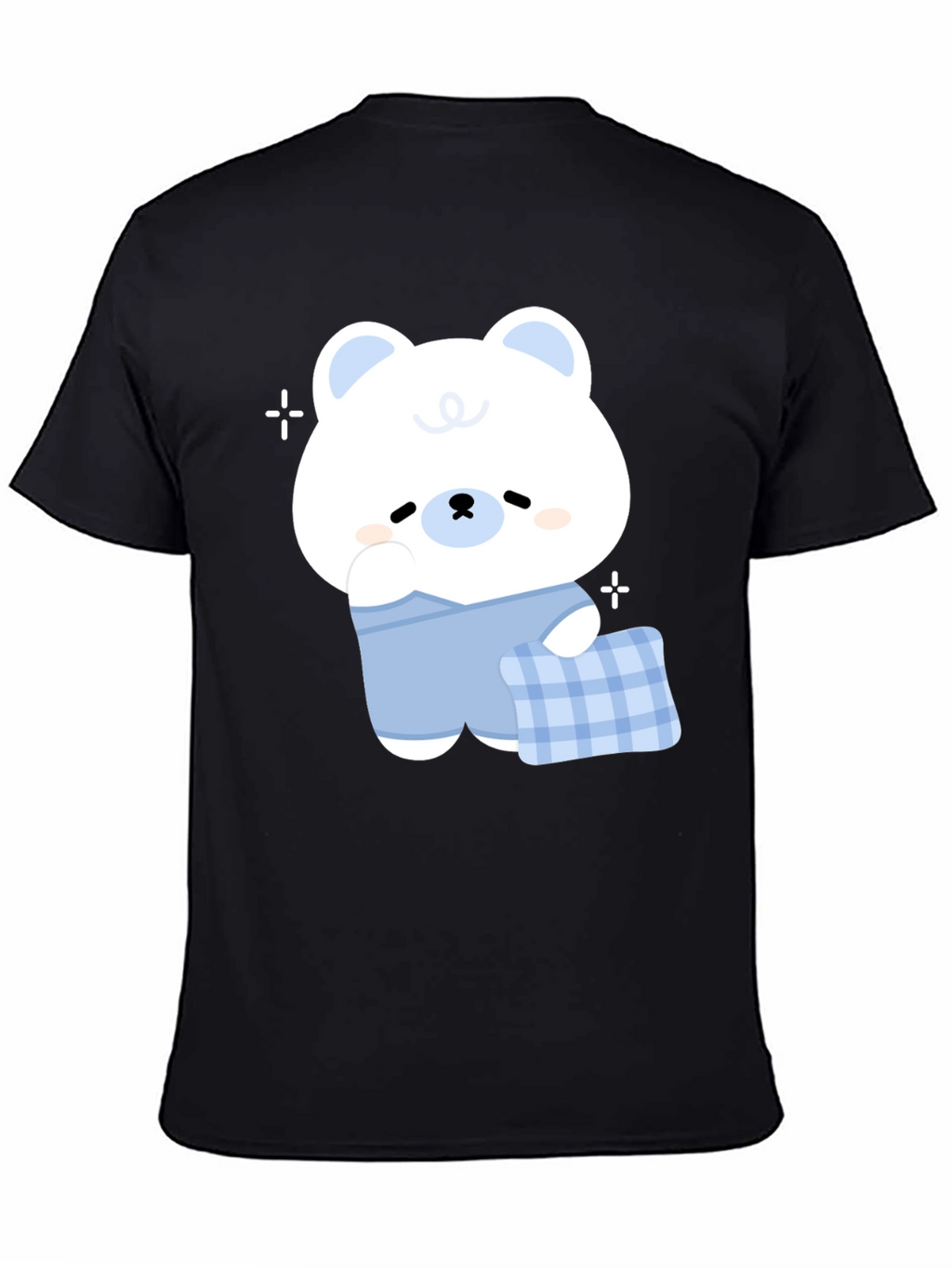 Cute Cartoon Bear Graphic Black T-Shirt