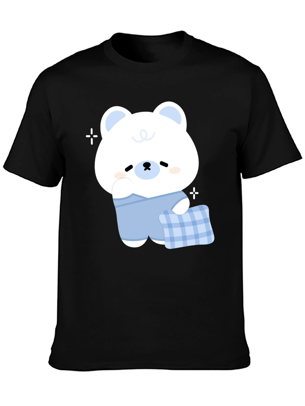 Cute Cartoon Bear Graphic Black T-Shirt