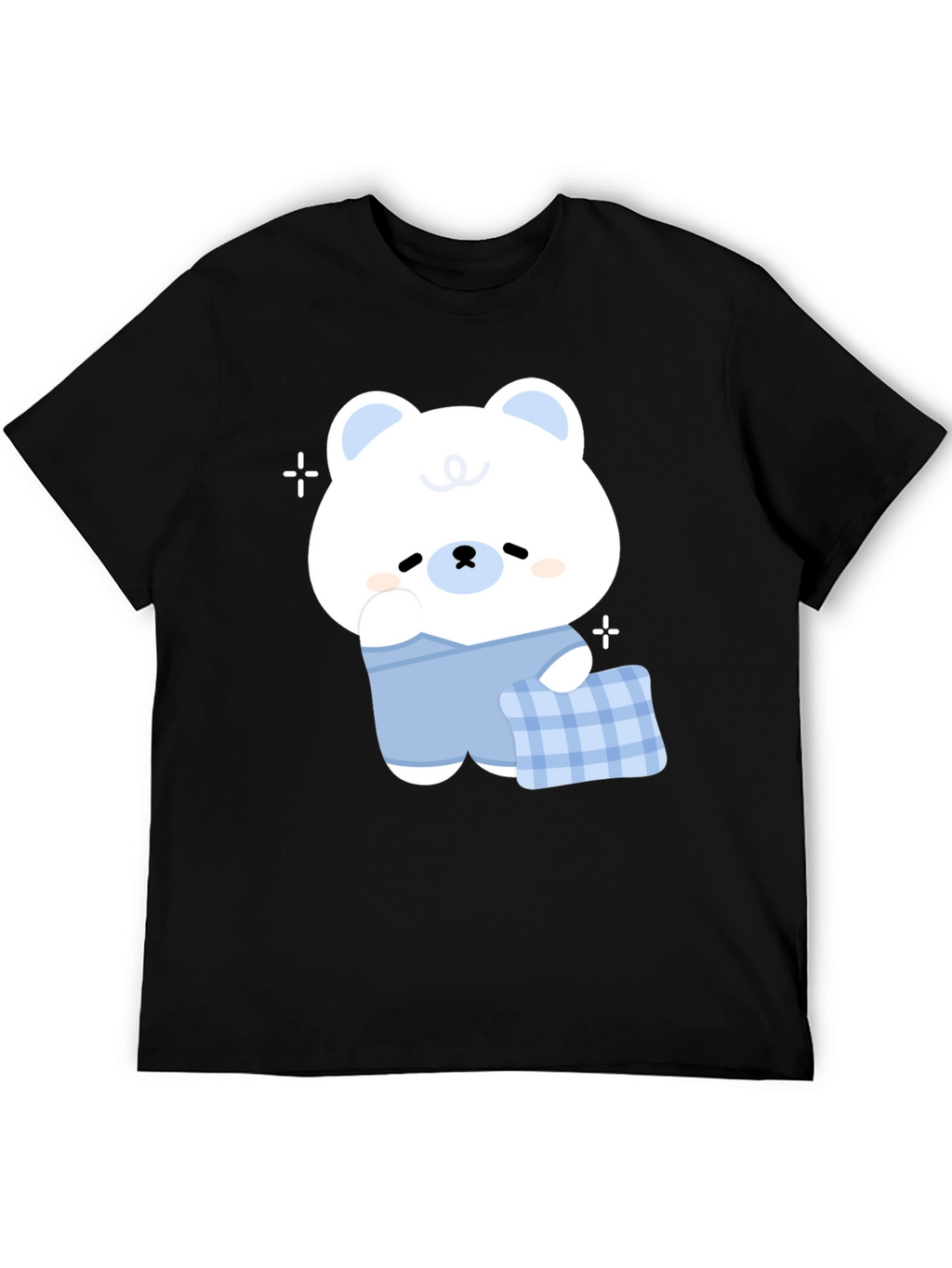 Cute Cartoon Bear Graphic Black T-Shirt