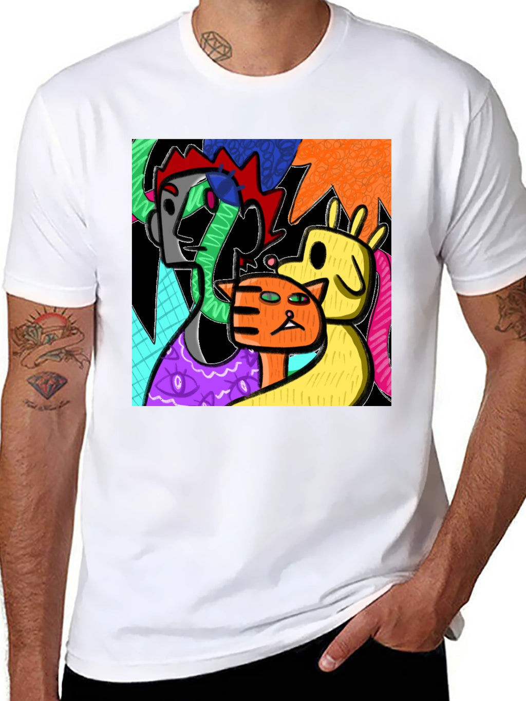 Abstract Art Graphic Print Crew Neck T-Shirt
