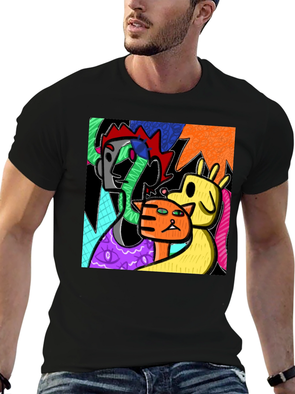 Abstract Art Graphic Print Crew Neck T-Shirt