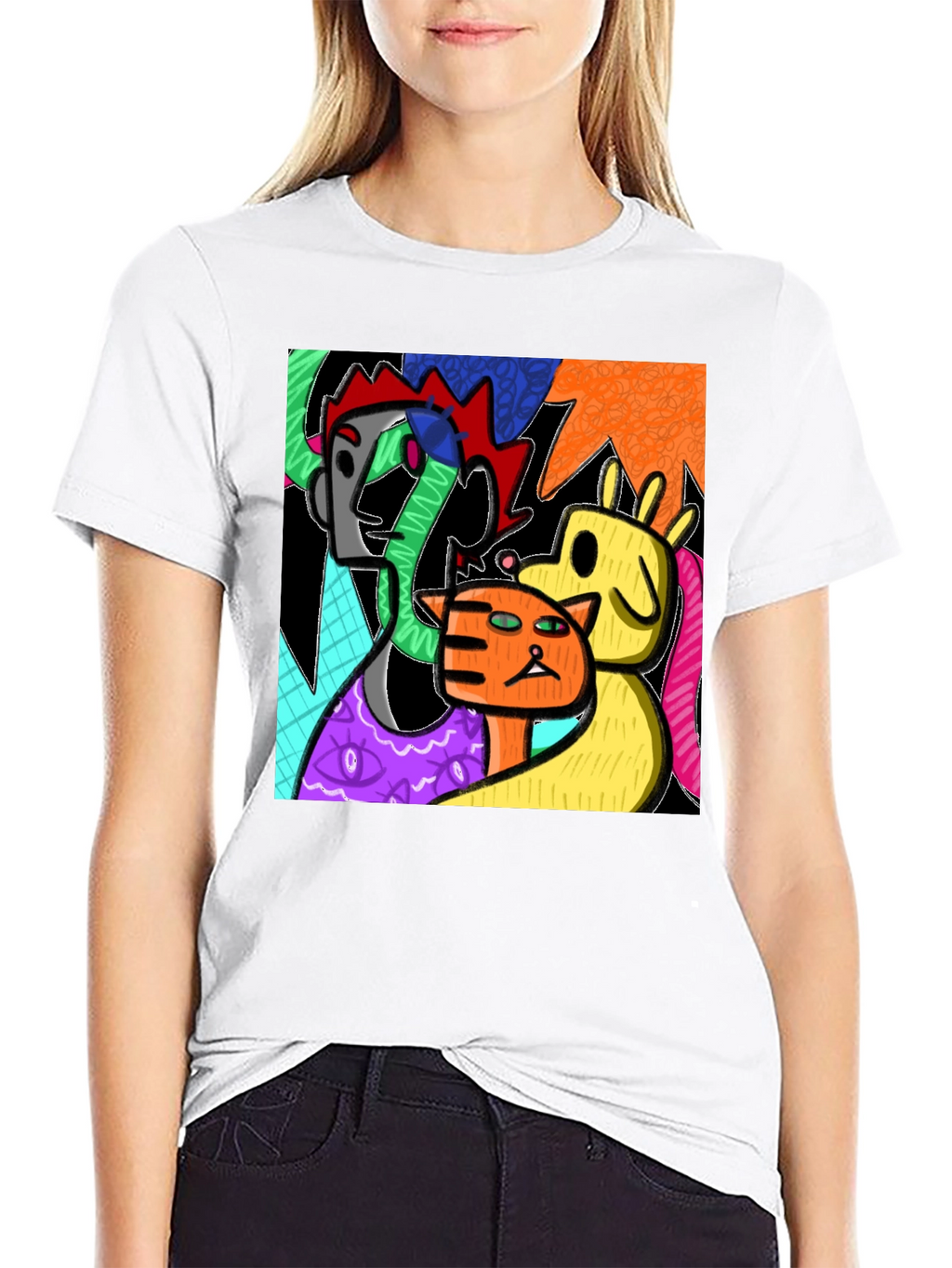 Abstract Art Graphic Print Crew Neck T-Shirt