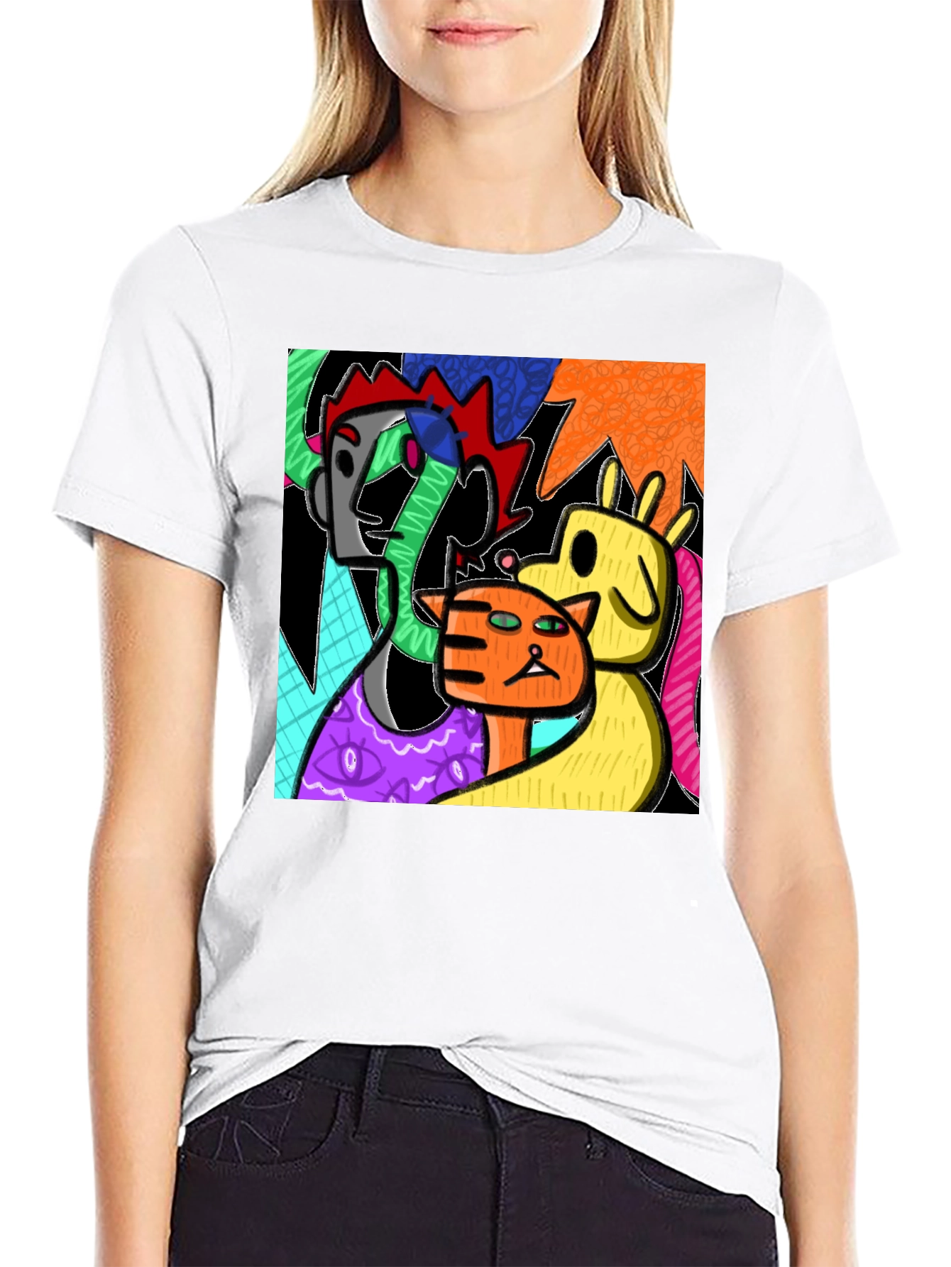 Abstract Art Graphic Print Crew Neck T-Shirt
