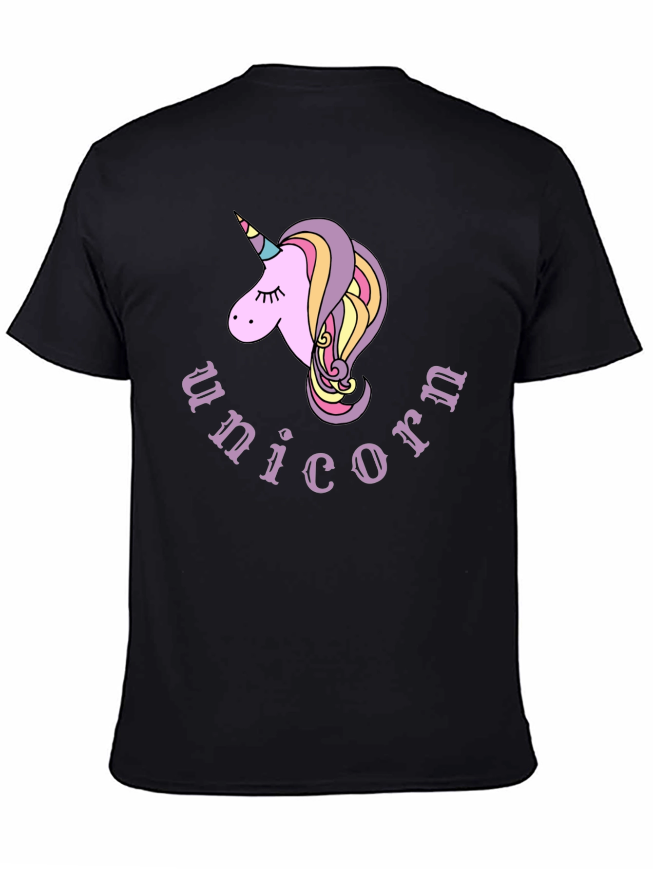 Unicorn Graphic Tee - Black Cotton Casual T-Shirt