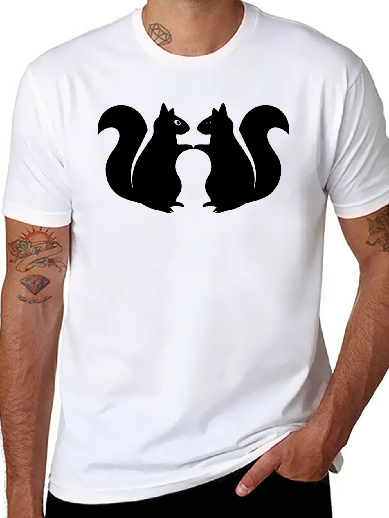 Squirrel Silhouette Graphic Tee - Black