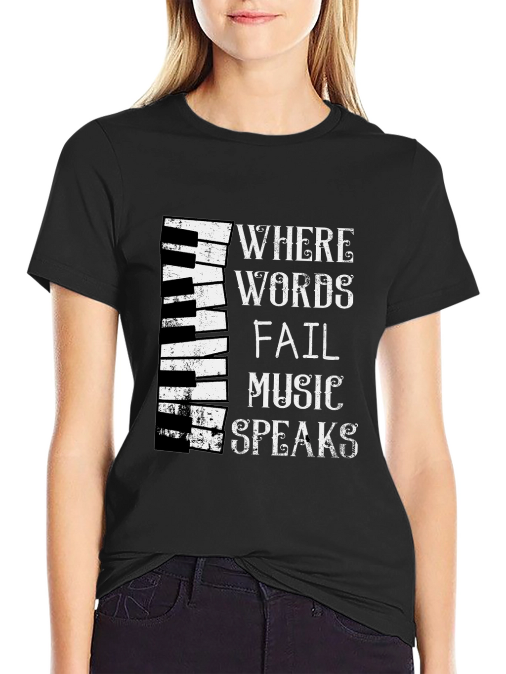Music Speaks T-Shirt - Piano Keyboard Design