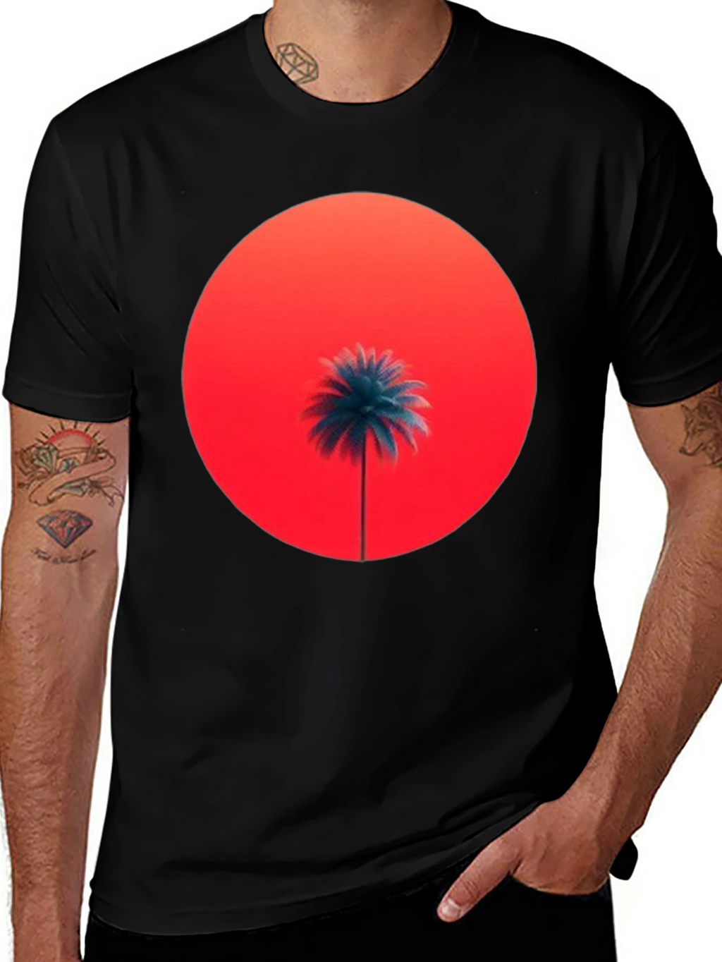 Sunset Palm Graphic Tee - Stylish Comfort