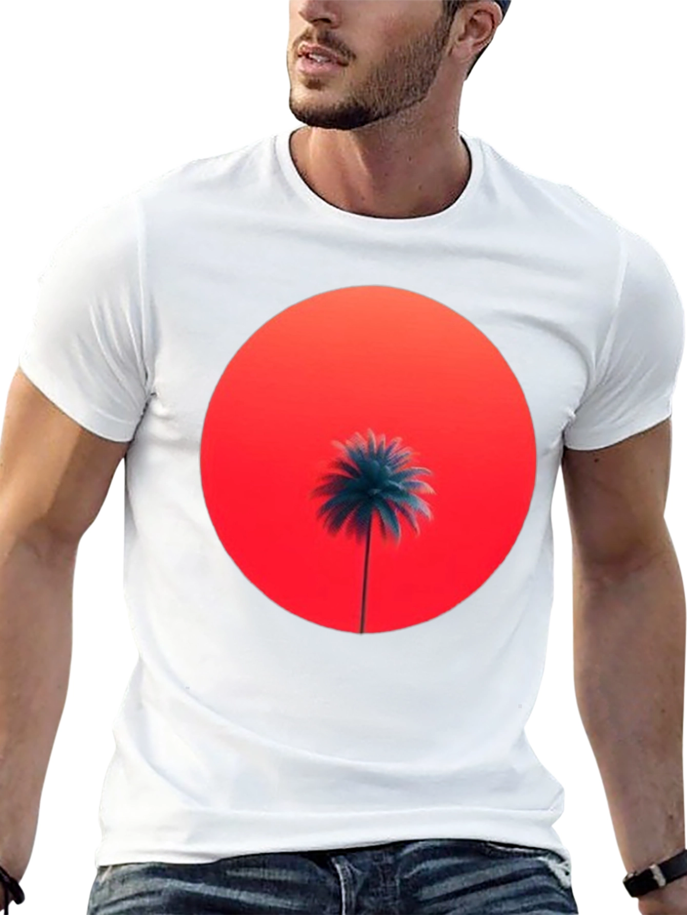 Sunset Palm Graphic Tee - Stylish Comfort