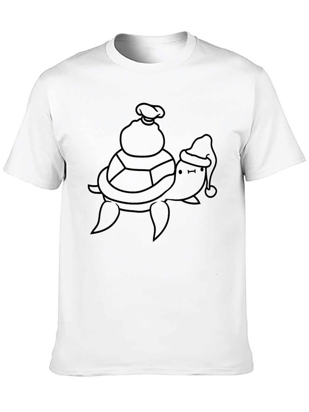Turtle Santa Sack Black T-Shirt