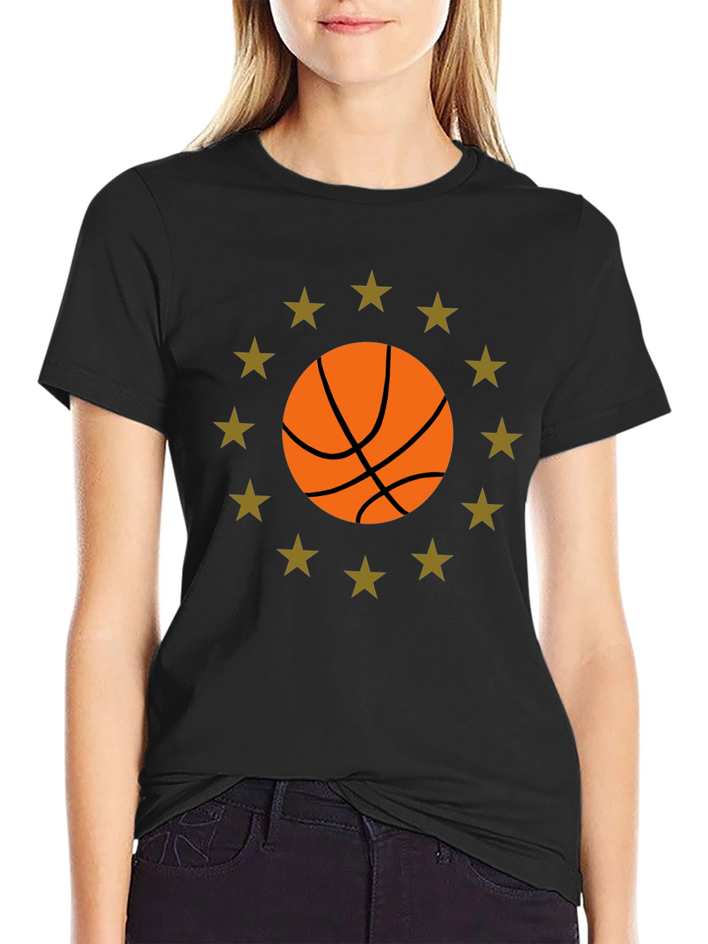 Basketball Star Graphic Black T-Shirt