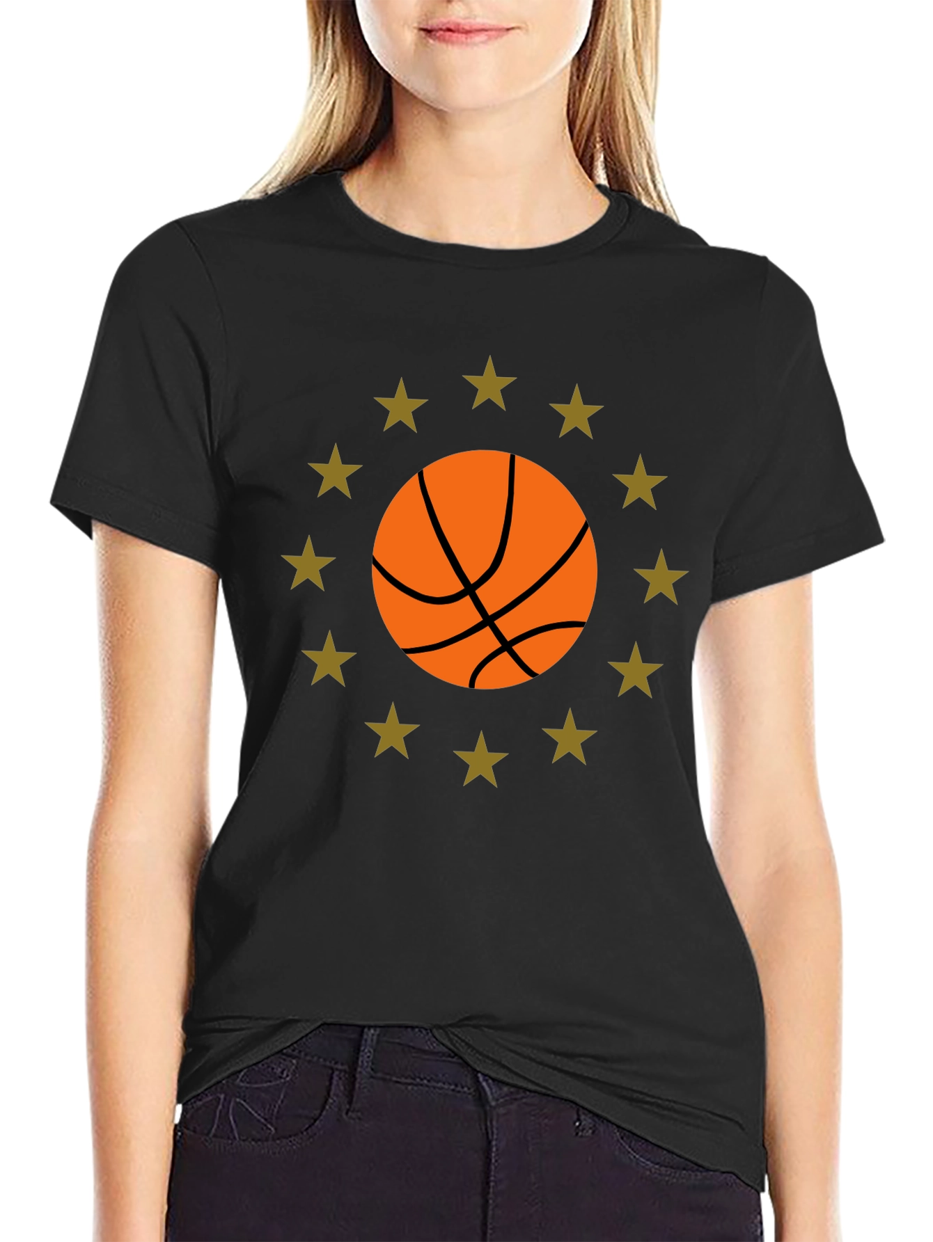 Basketball Star Graphic Black T-Shirt