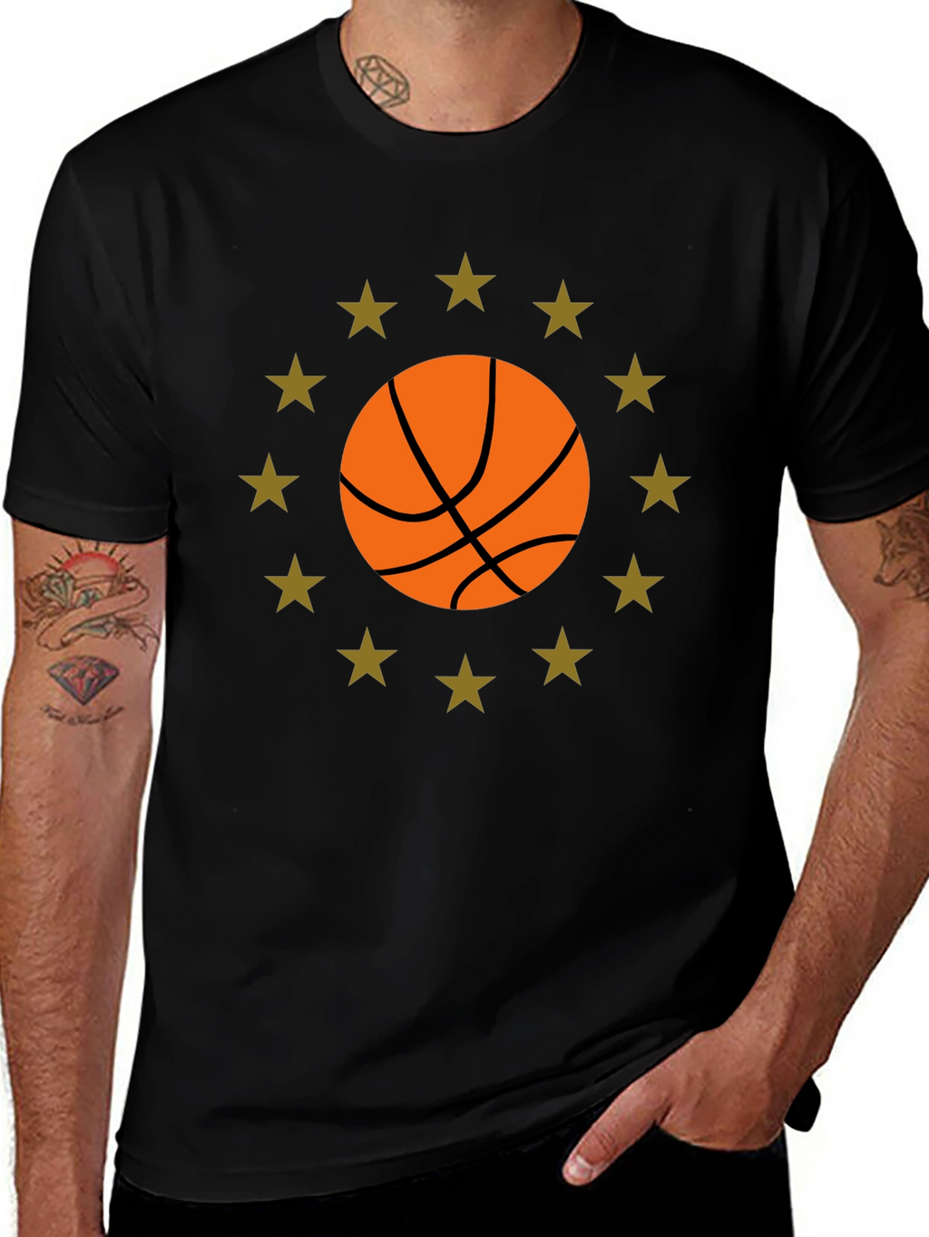 Basketball Star Graphic Black T-Shirt