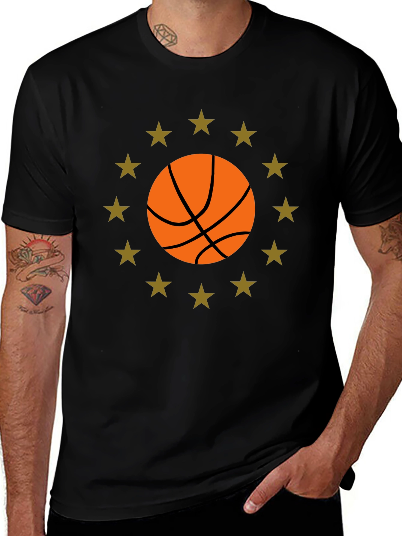 Basketball Star Graphic Black T-Shirt