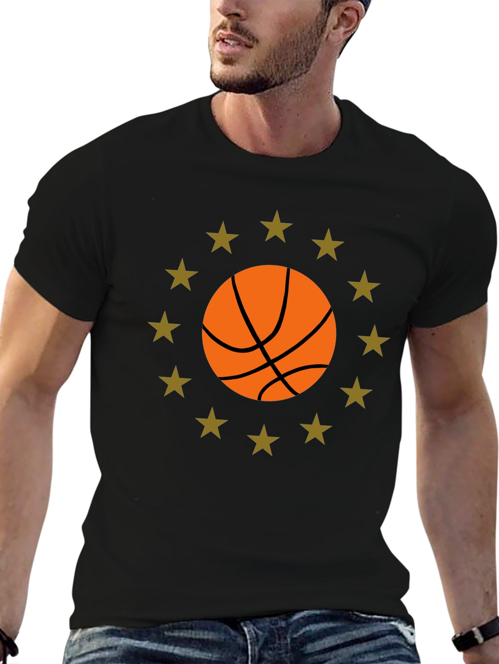 Basketball Star Graphic Black T-Shirt