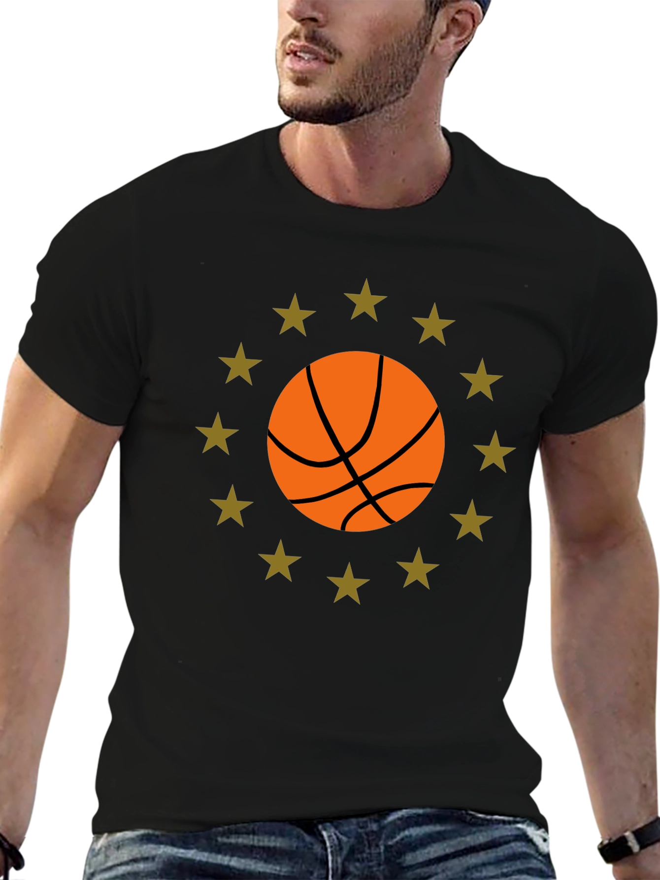Basketball Star Graphic Black T-Shirt