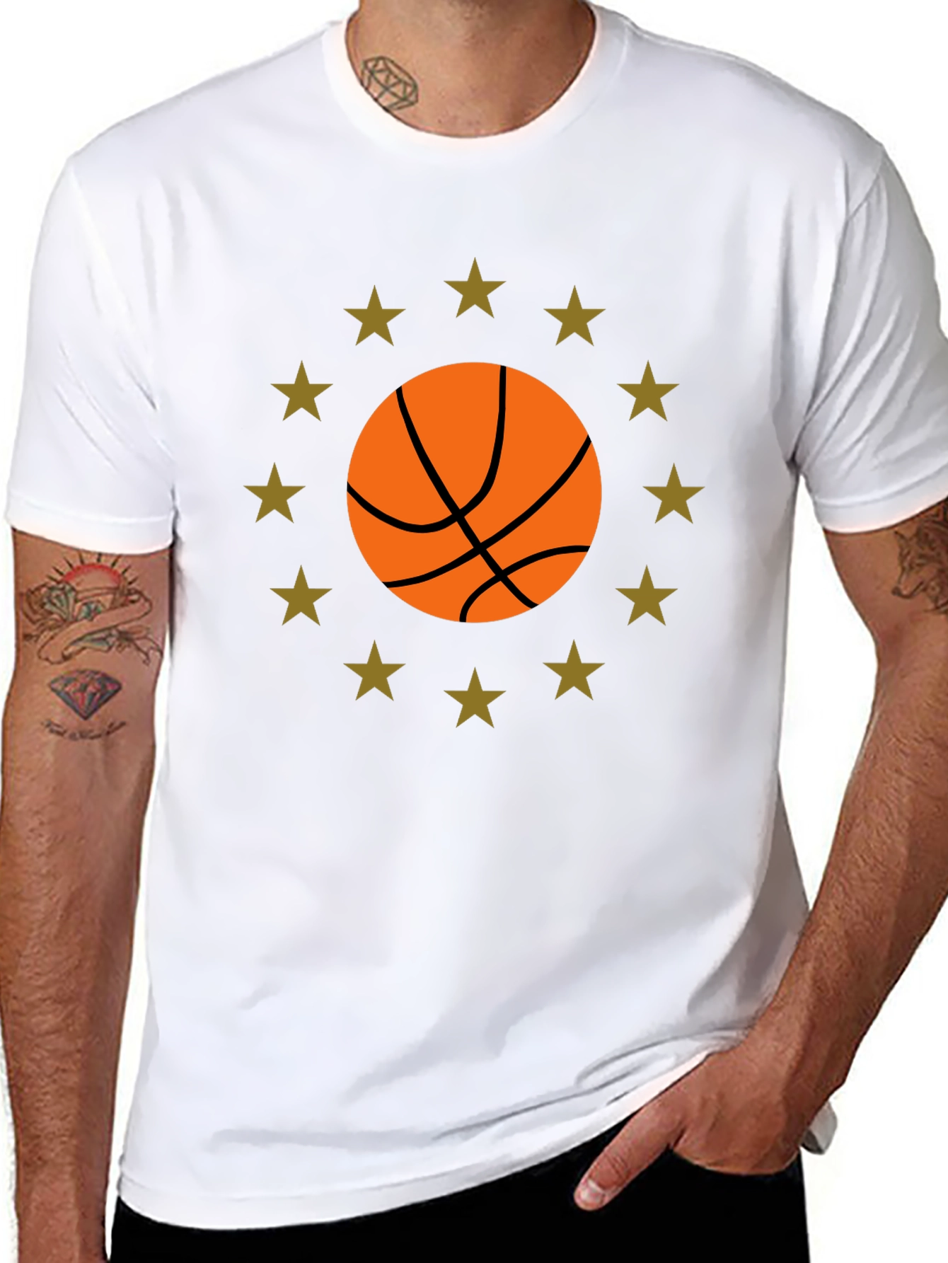 Basketball Star Graphic Black T-Shirt