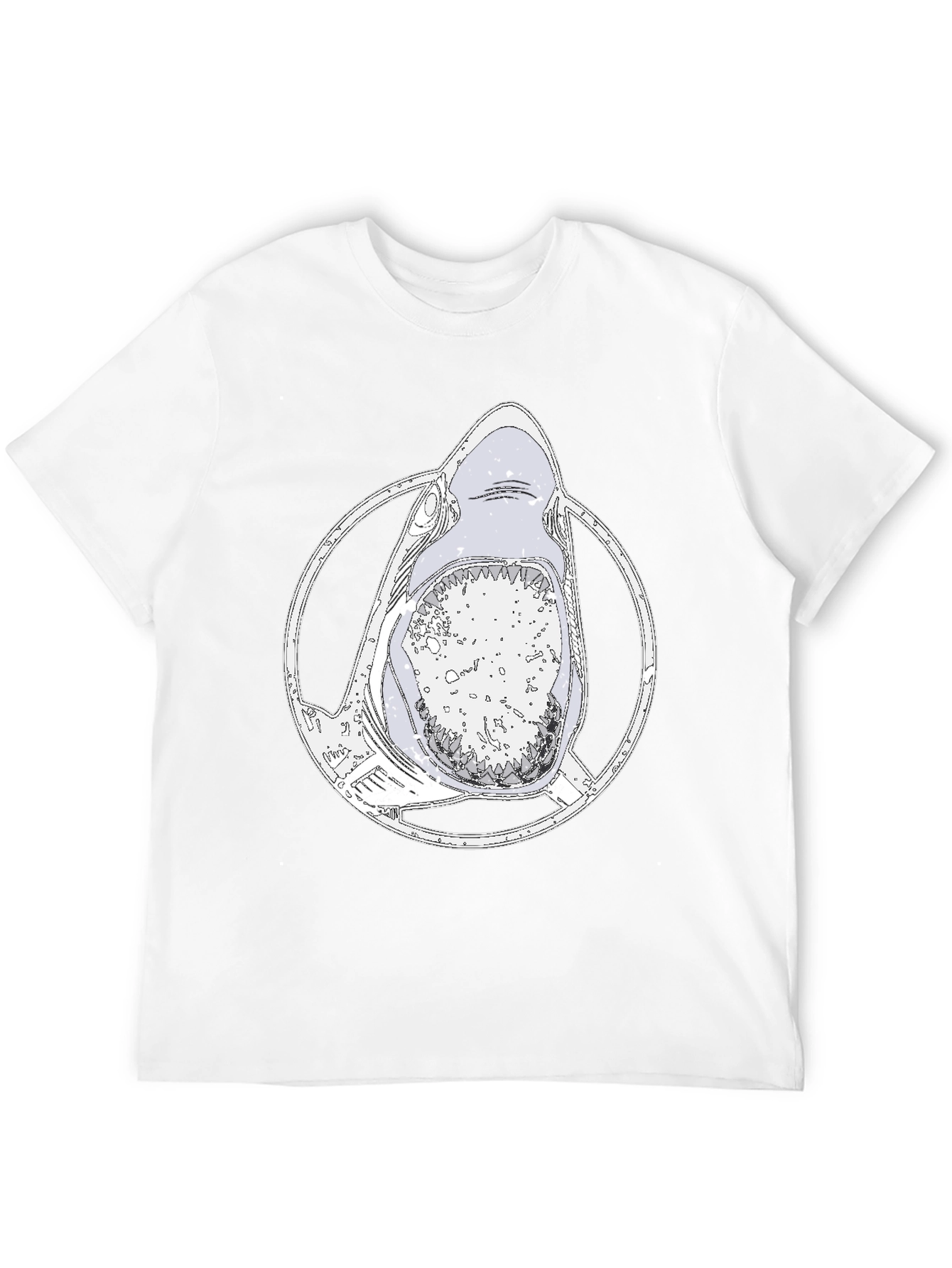 Shark Graphic Tee - Mens Black Cotton T-Shirt