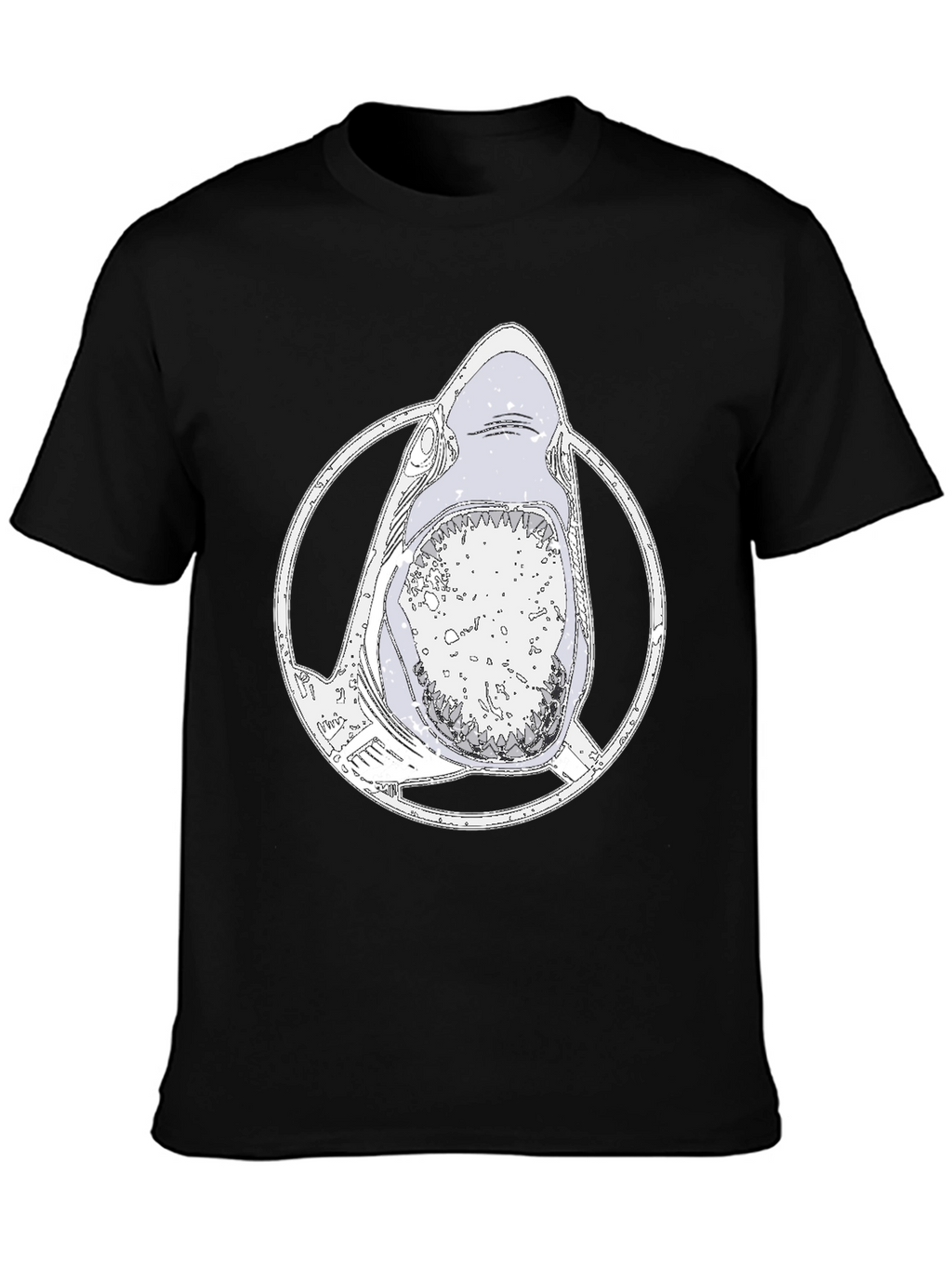 Shark Graphic Tee - Mens Black Cotton T-Shirt