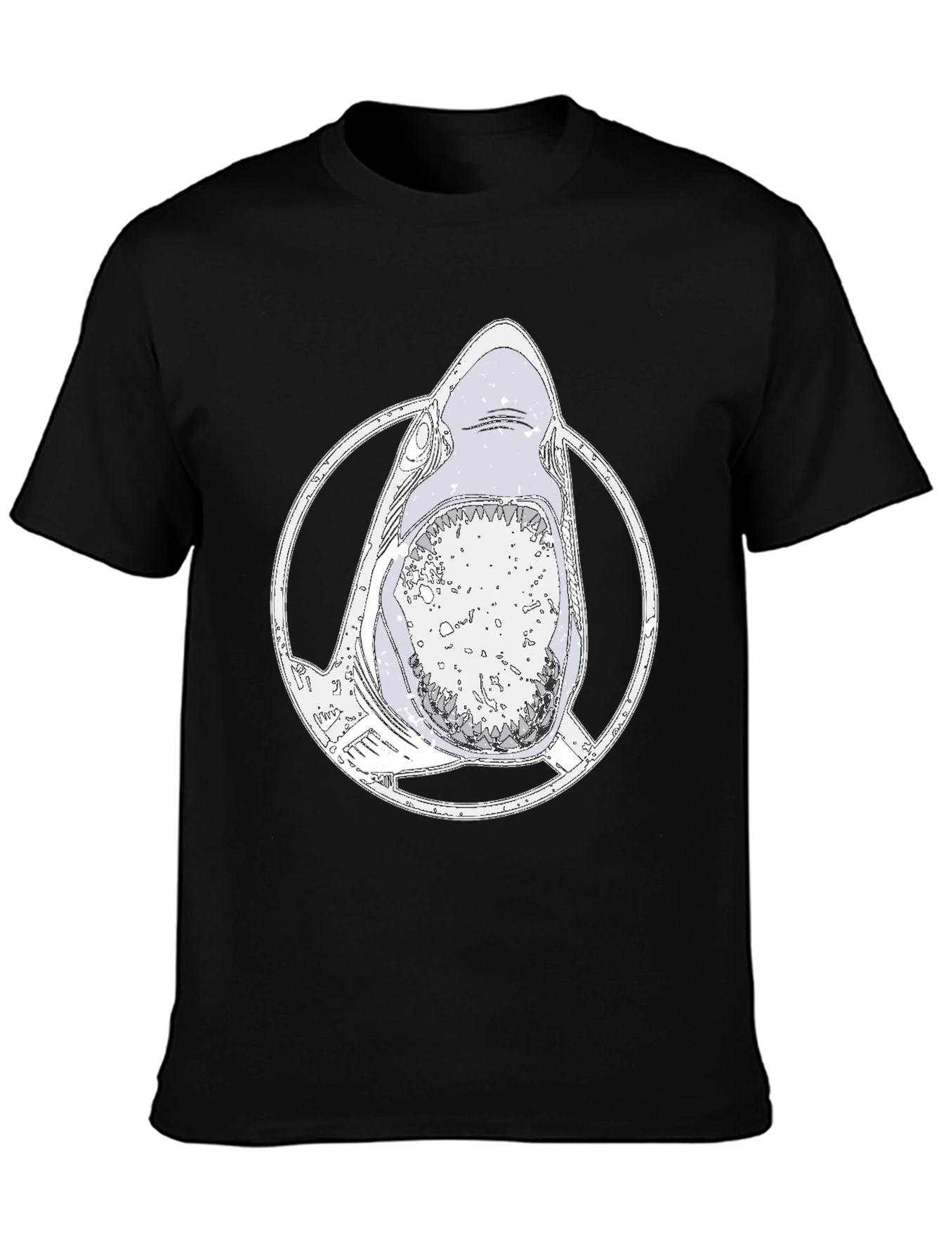 Shark Graphic Tee - Mens Black Cotton T-Shirt