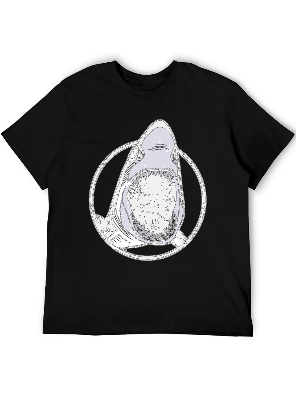 Shark Graphic Tee - Mens Black Cotton T-Shirt