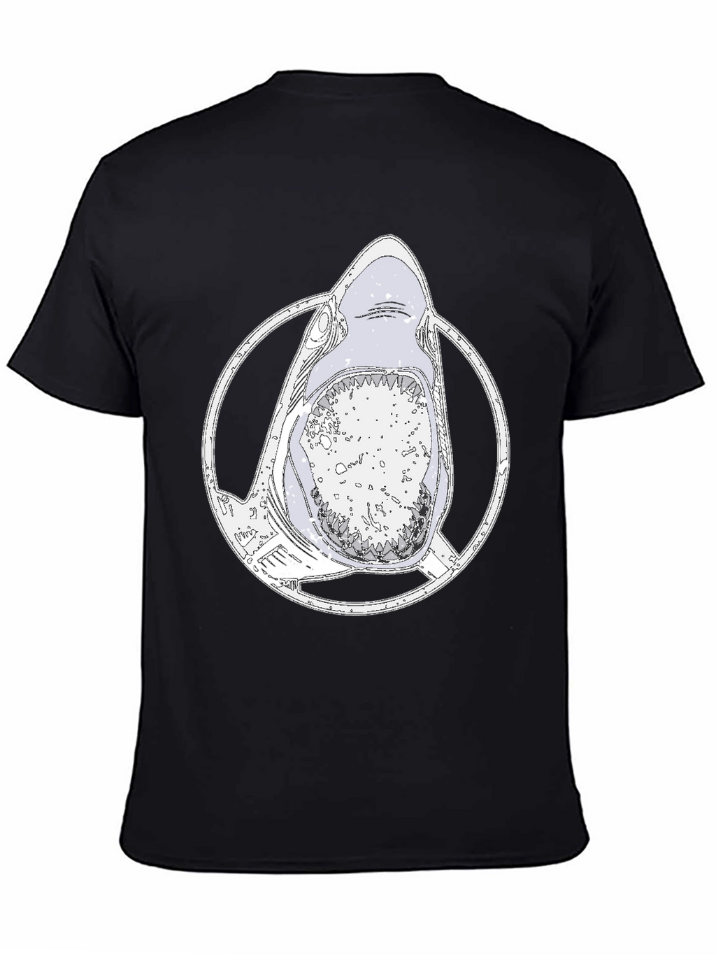 Shark Graphic Tee - Mens Black Cotton T-Shirt