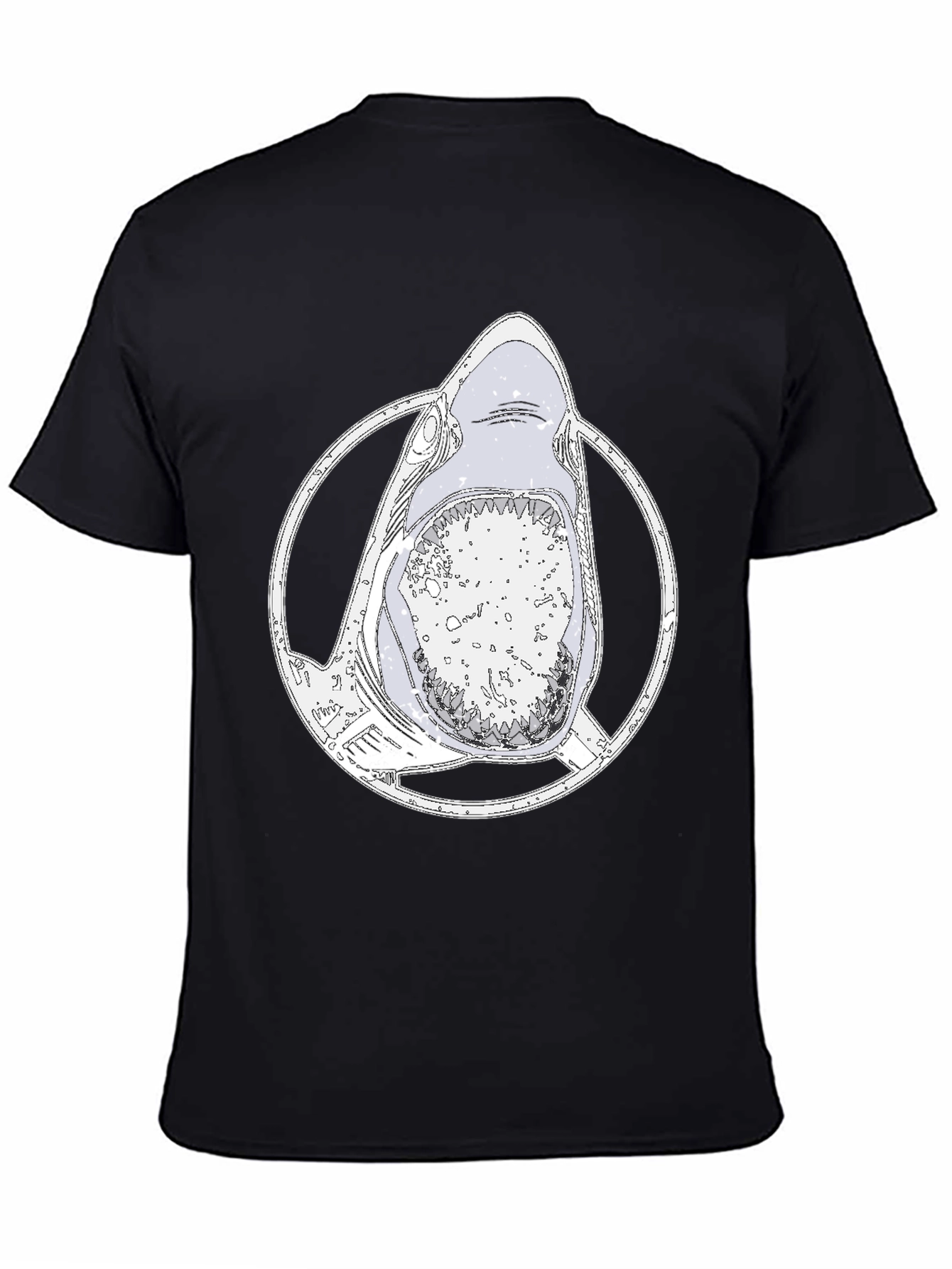 Shark Graphic Tee - Mens Black Cotton T-Shirt