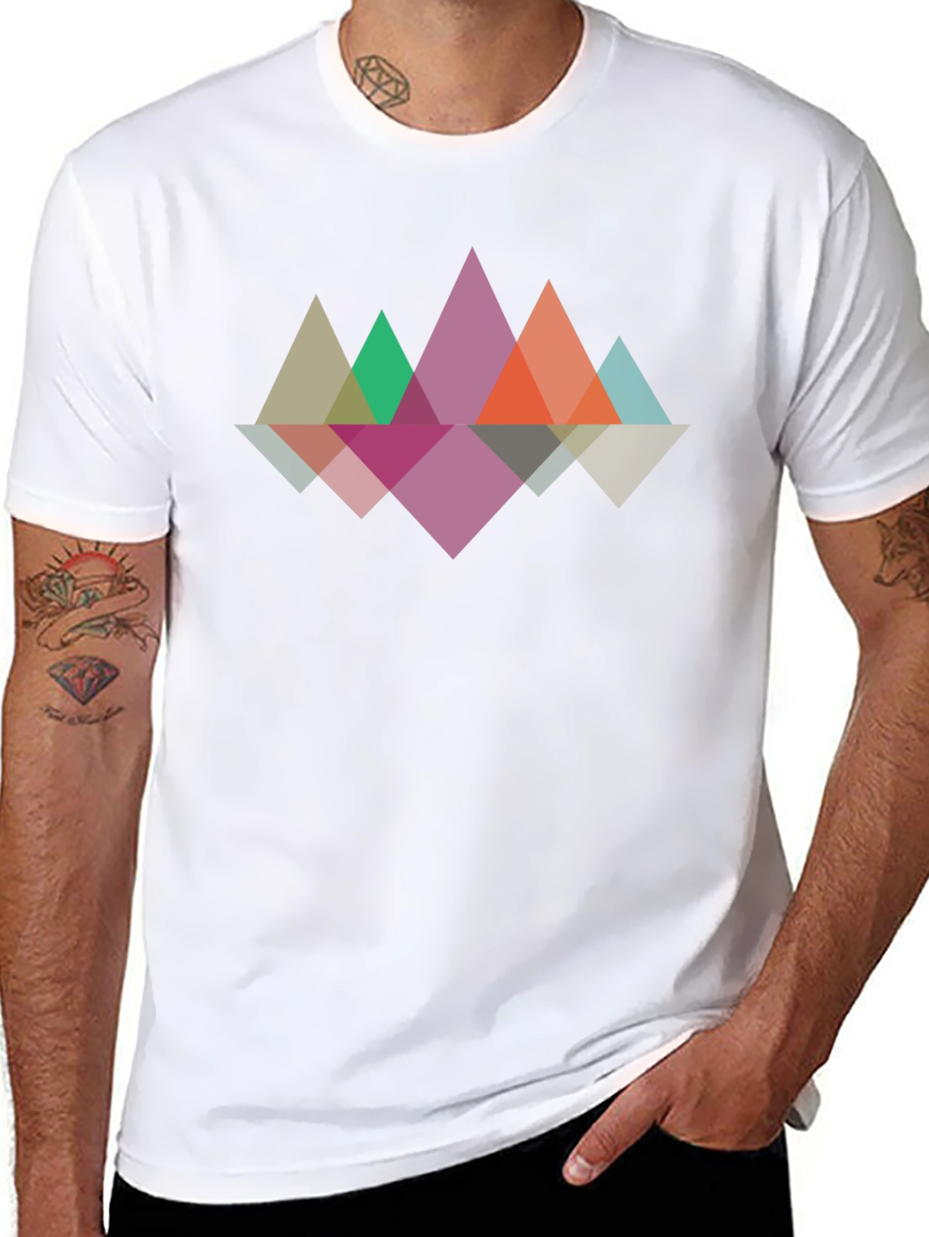 Geometric Mountain T-Shirt - Black