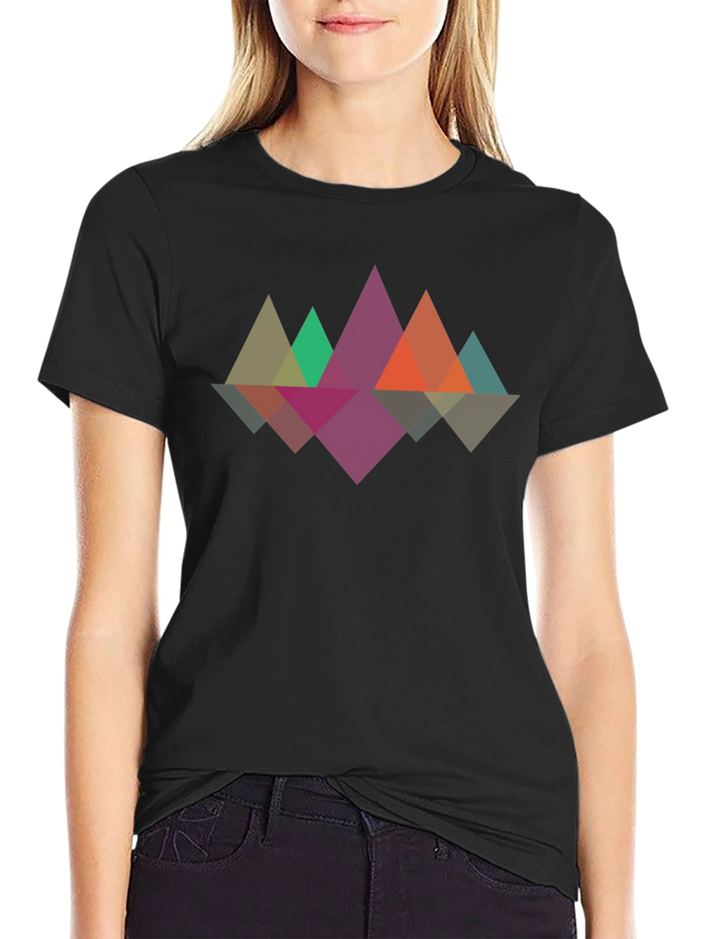 Geometric Mountain T-Shirt - Black