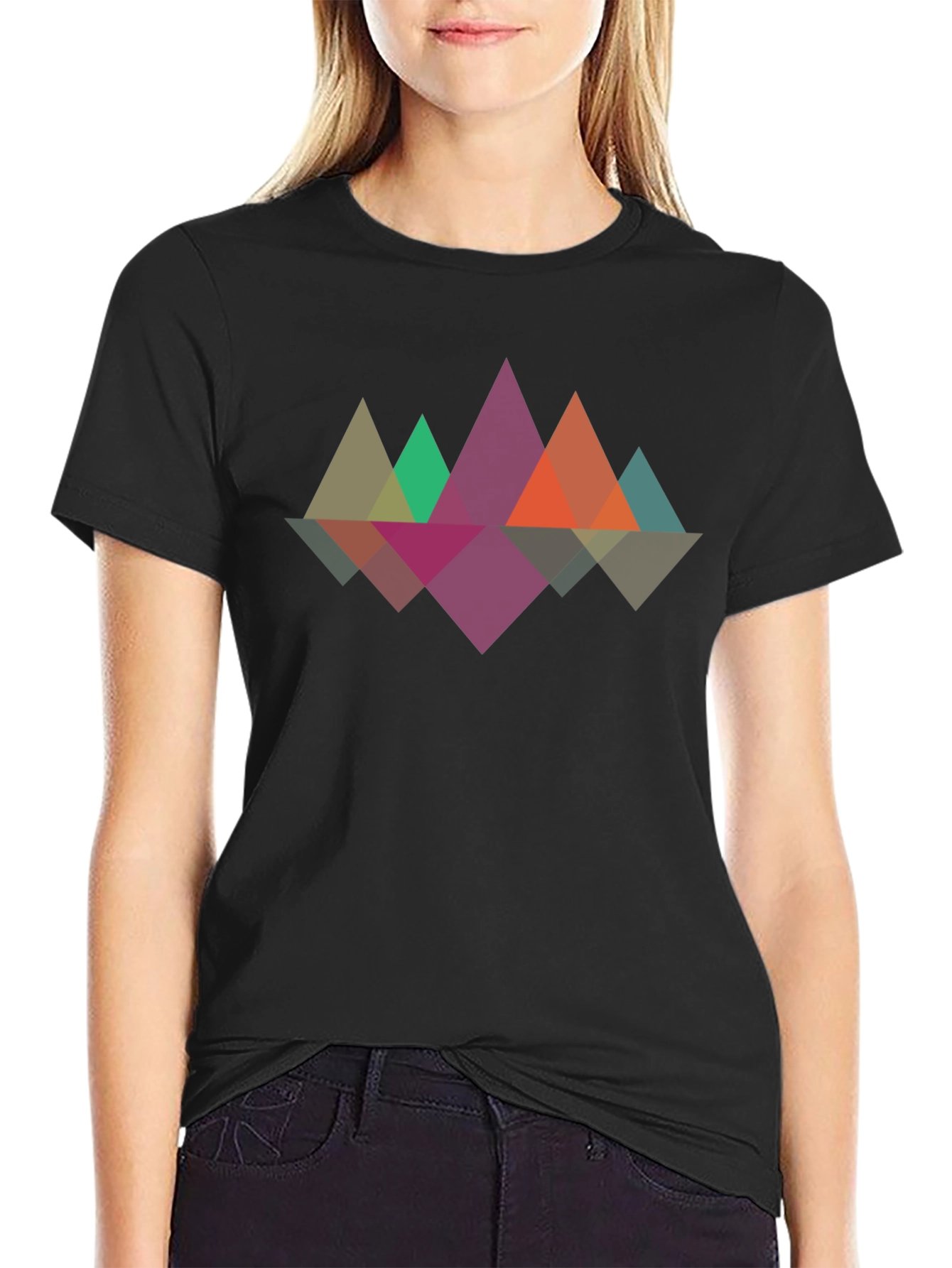 Geometric Mountain T-Shirt - Black