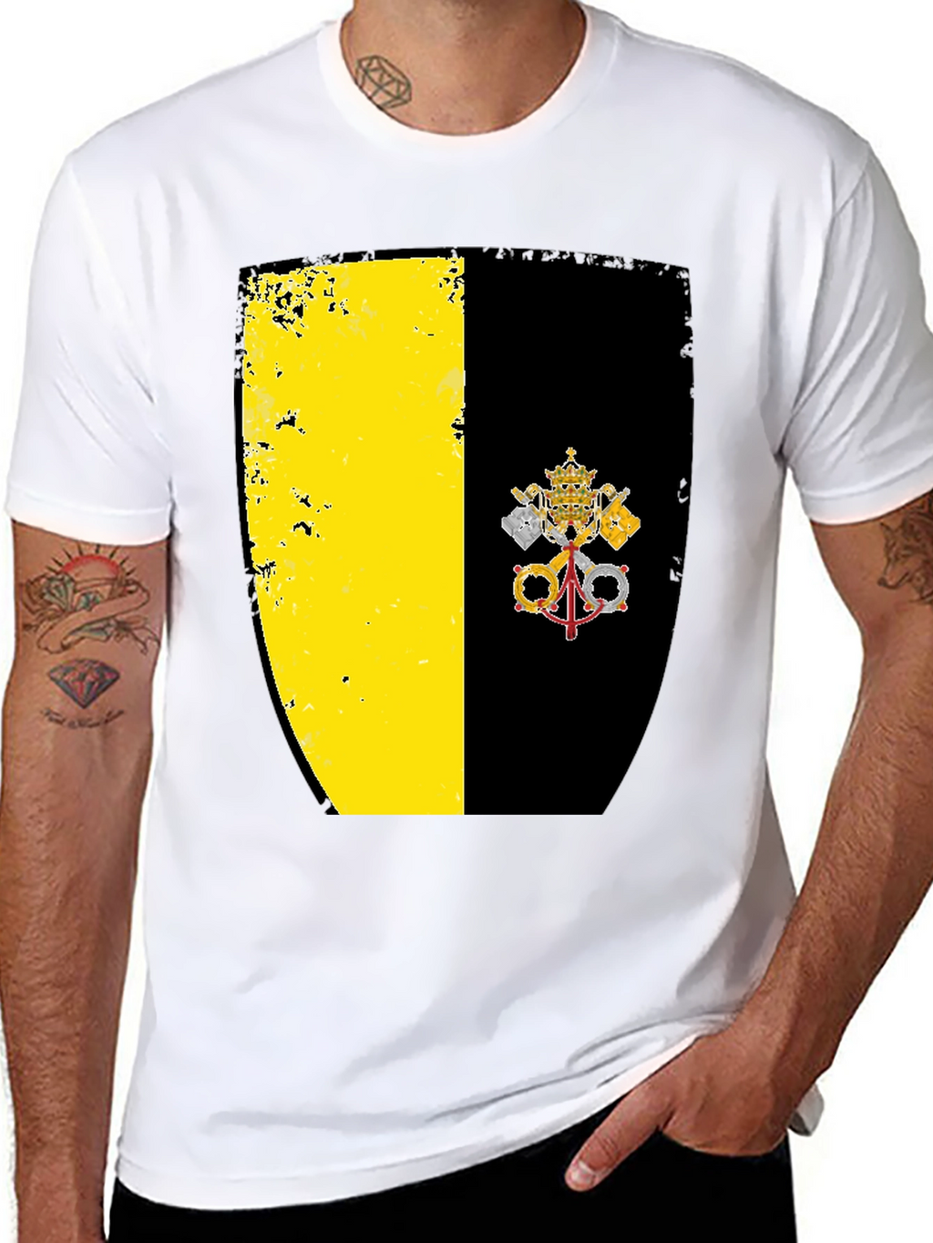 Vatican City Flag Graphic Tee - Black