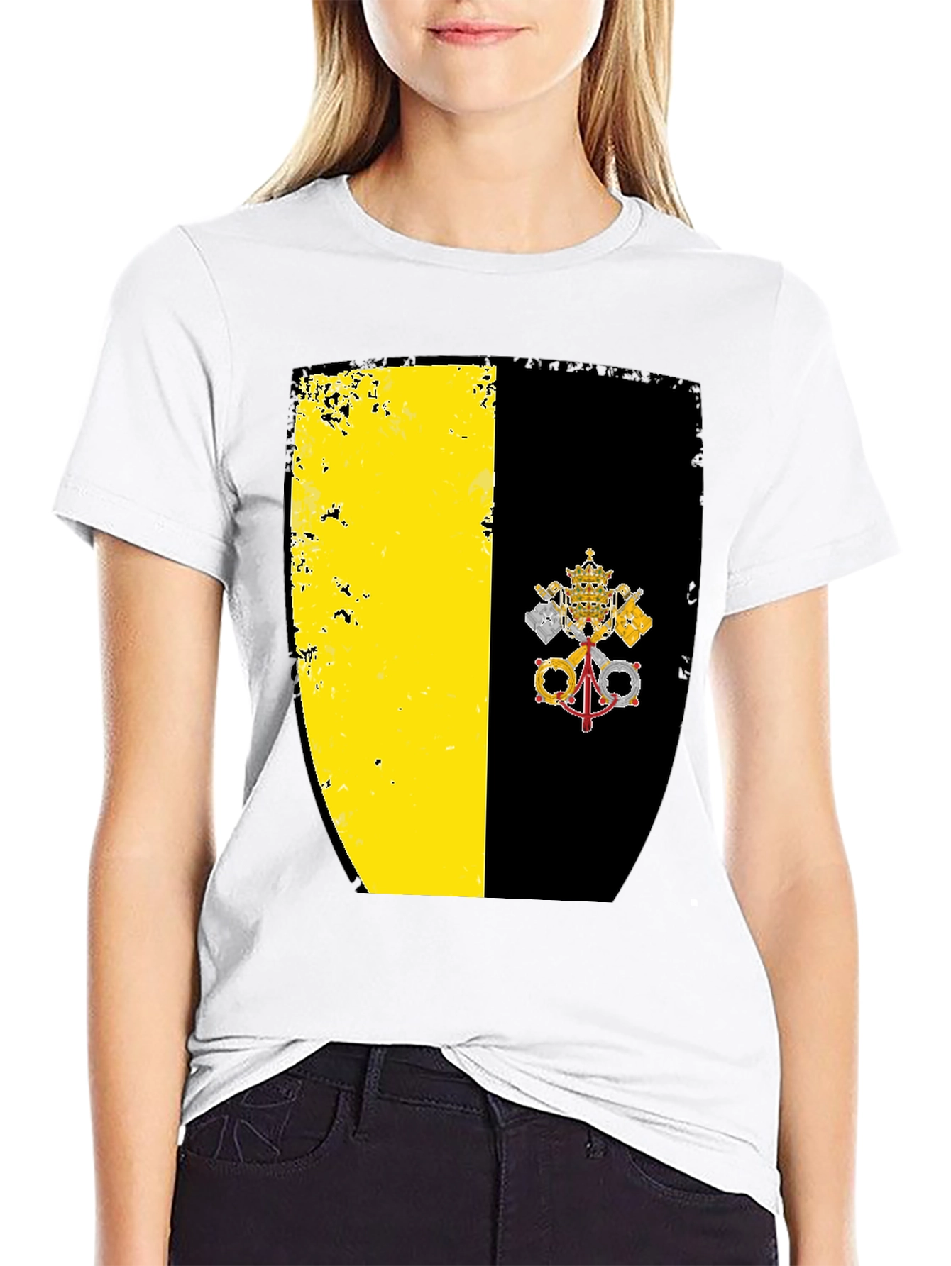 Vatican City Flag Graphic Tee - Black