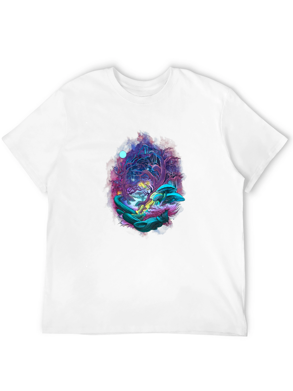 Mystical Forest Graphic Tee - Black Cotton Blend