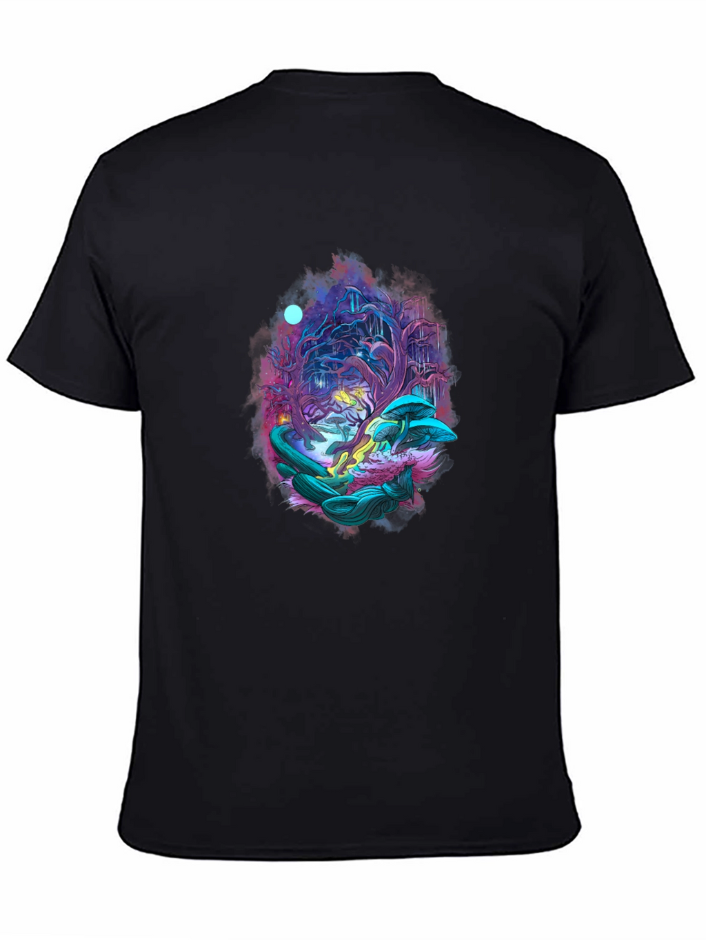 Mystical Forest Graphic Tee - Black Cotton Blend