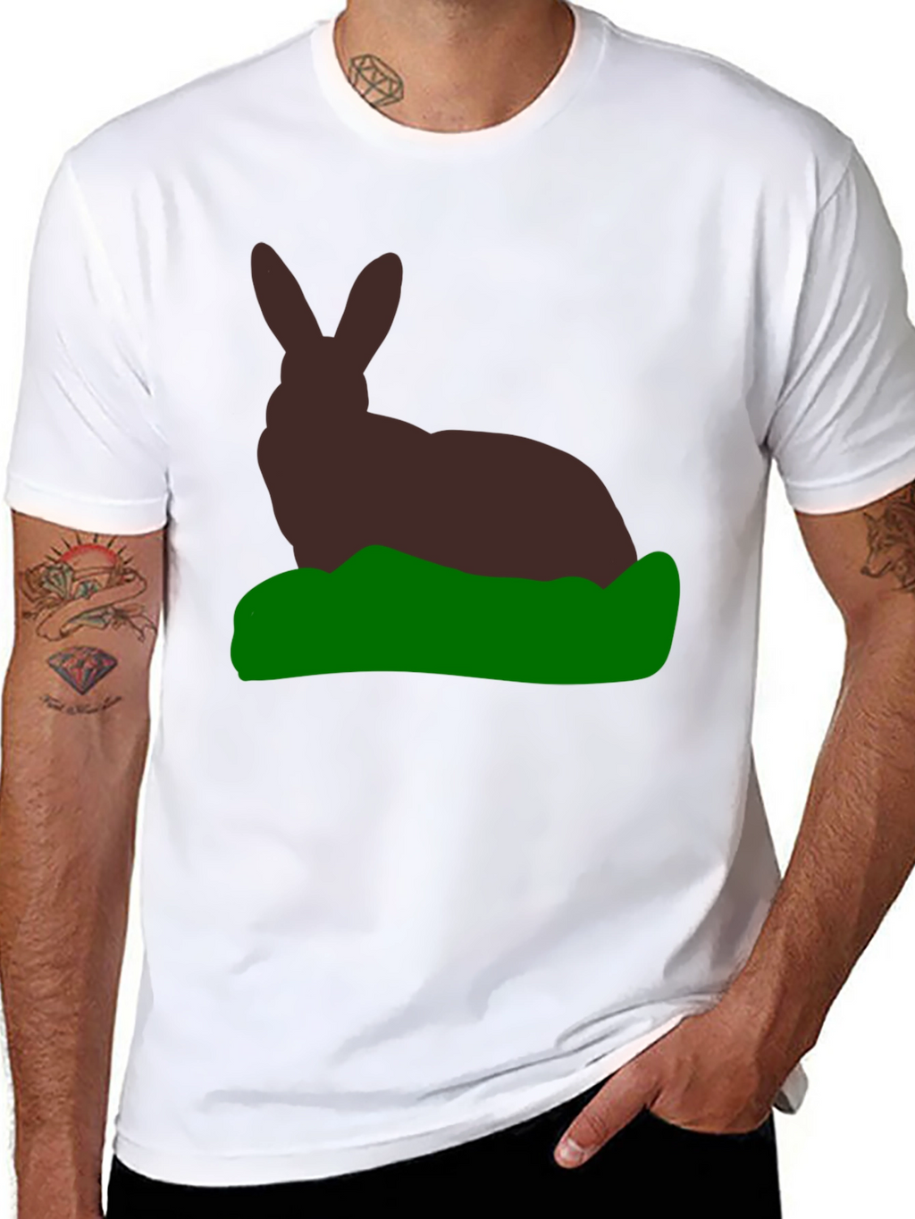 Rabbit Silhouette Graphic Tee - Black