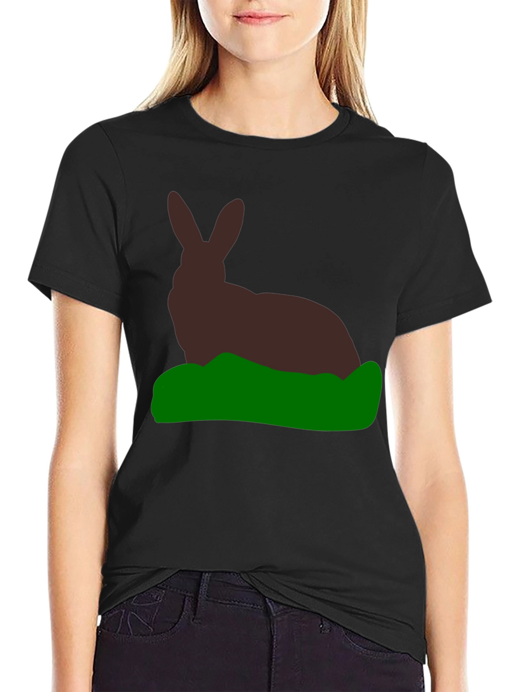 Rabbit Silhouette Graphic Tee - Black