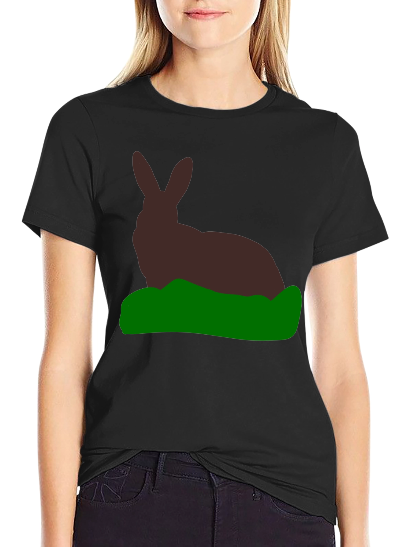 Rabbit Silhouette Graphic Tee - Black