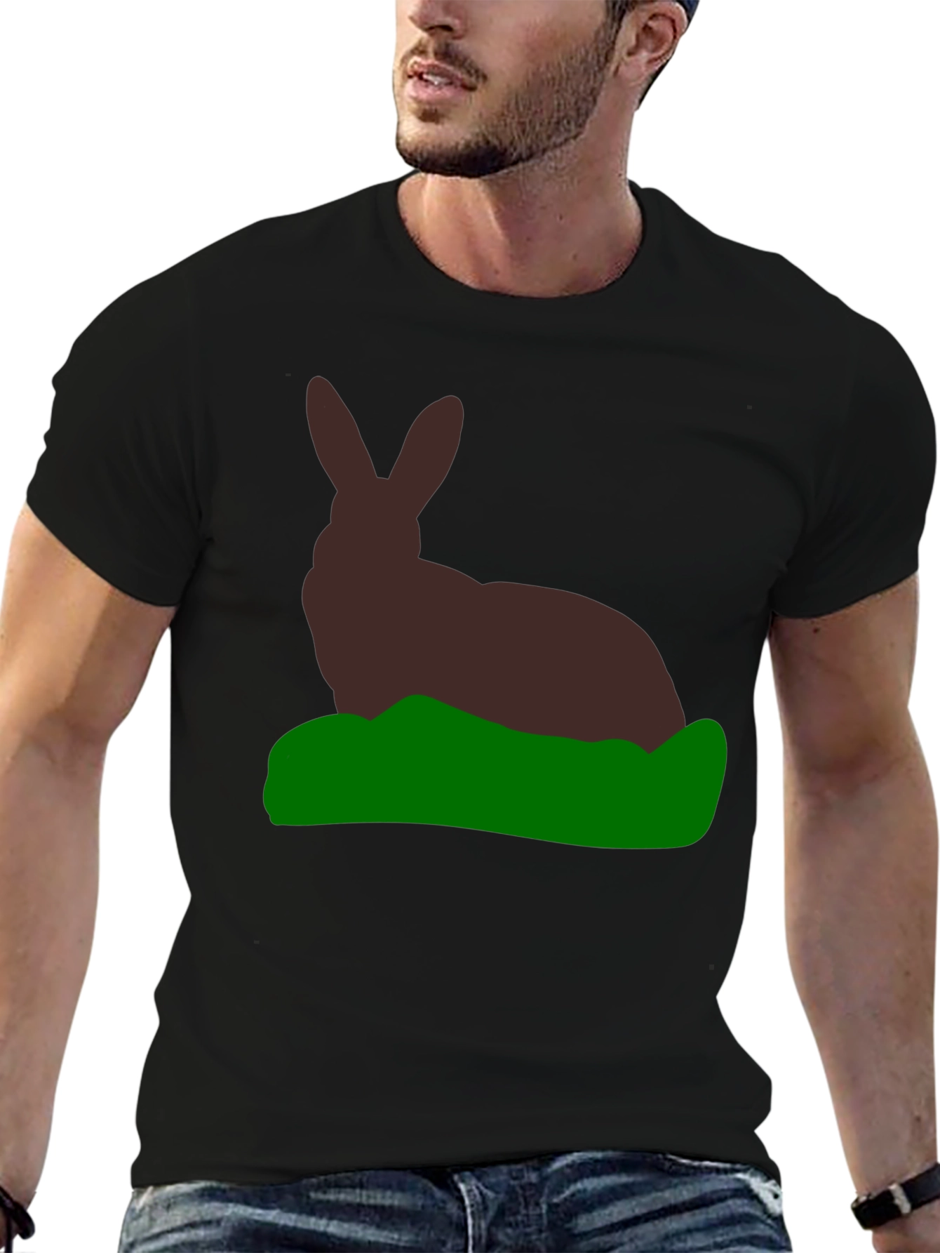 Rabbit Silhouette Graphic Tee - Black