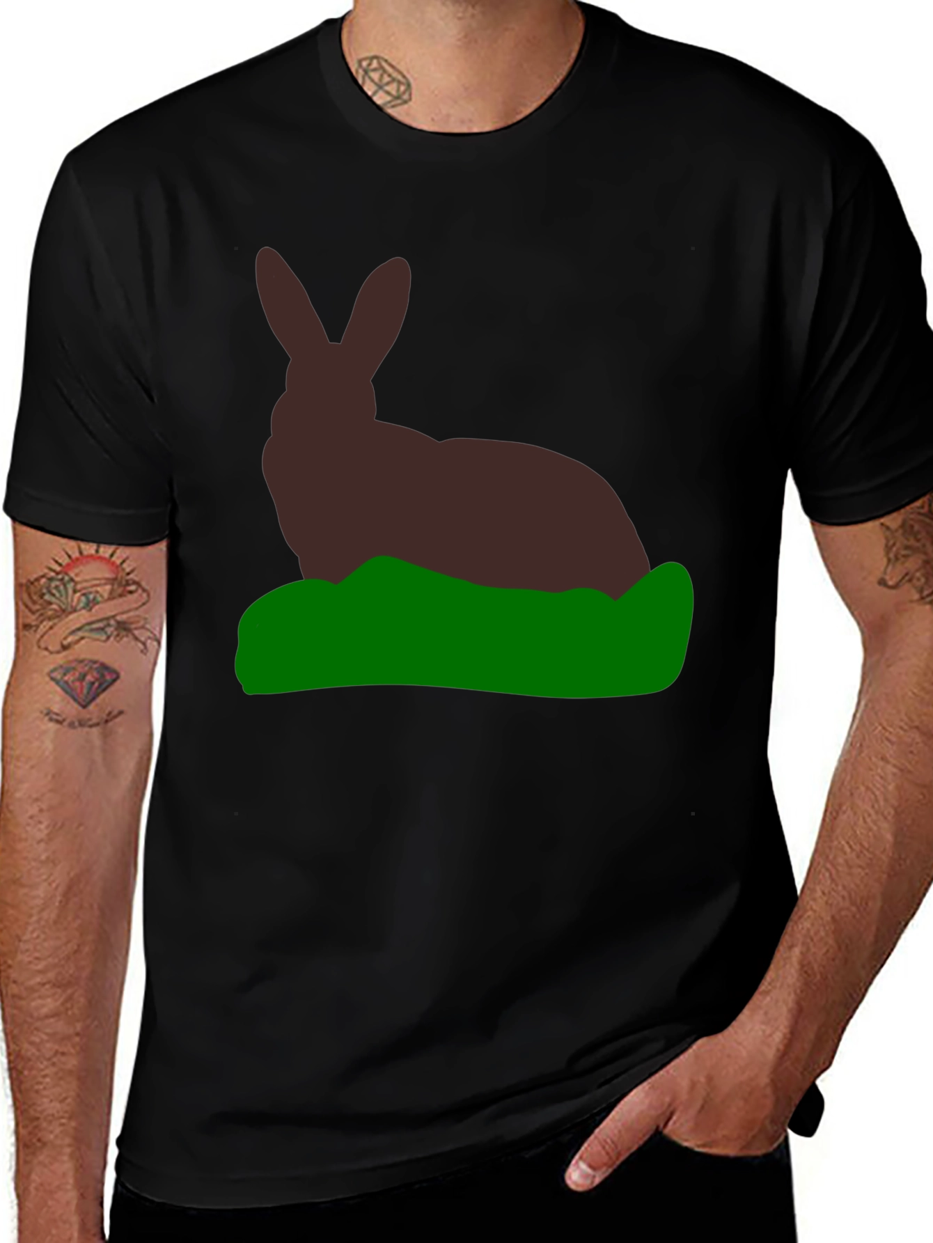 Rabbit Silhouette Graphic Tee - Black