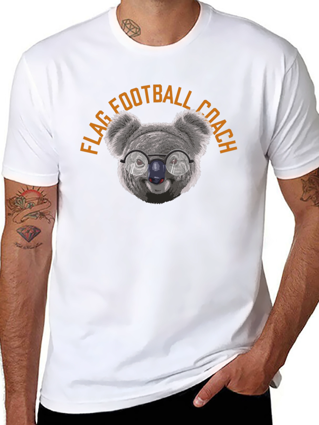 Flag Football Coach Koala Bear Graphic T-Shirt