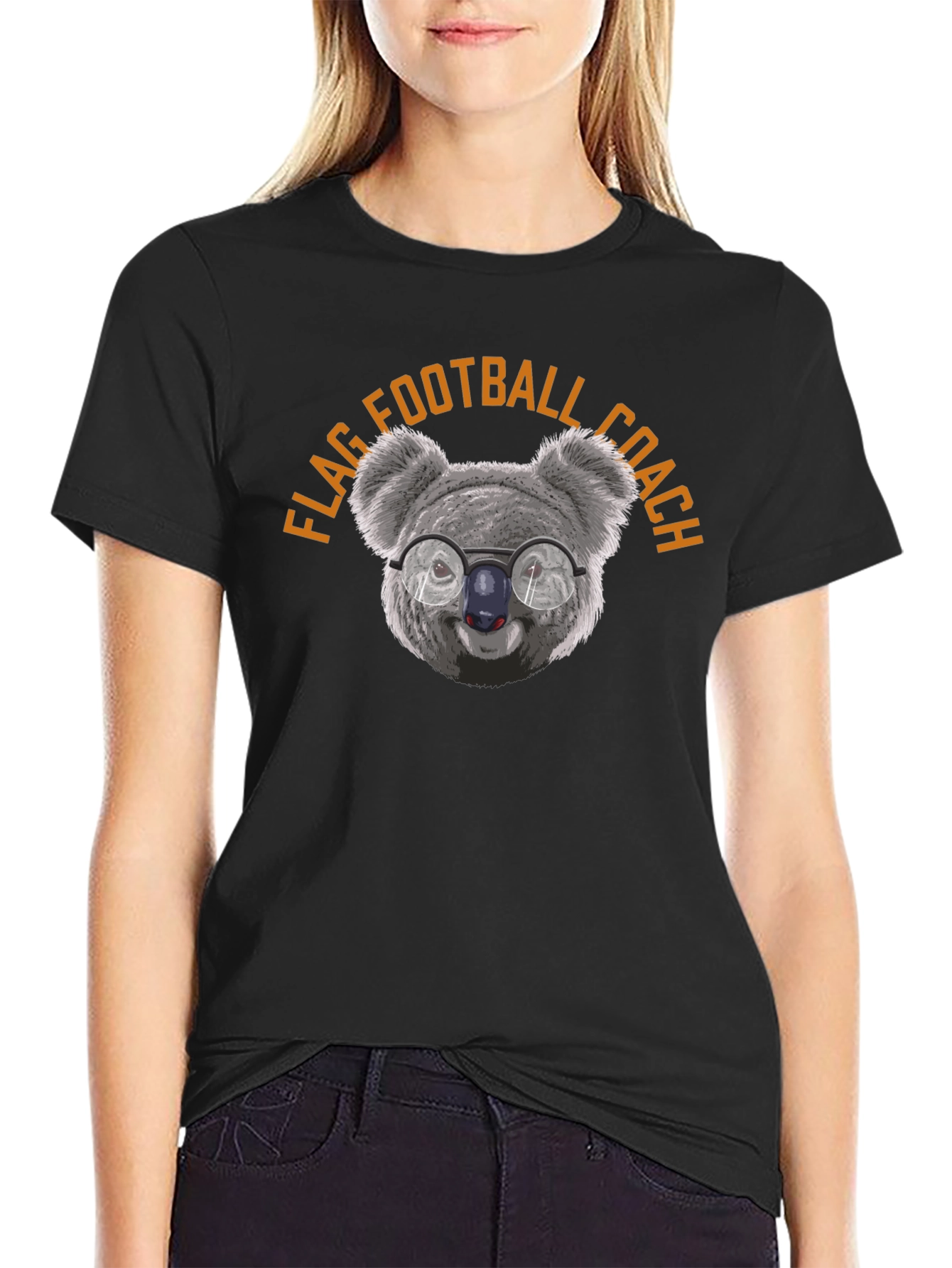 Flag Football Coach Koala Bear Graphic T-Shirt